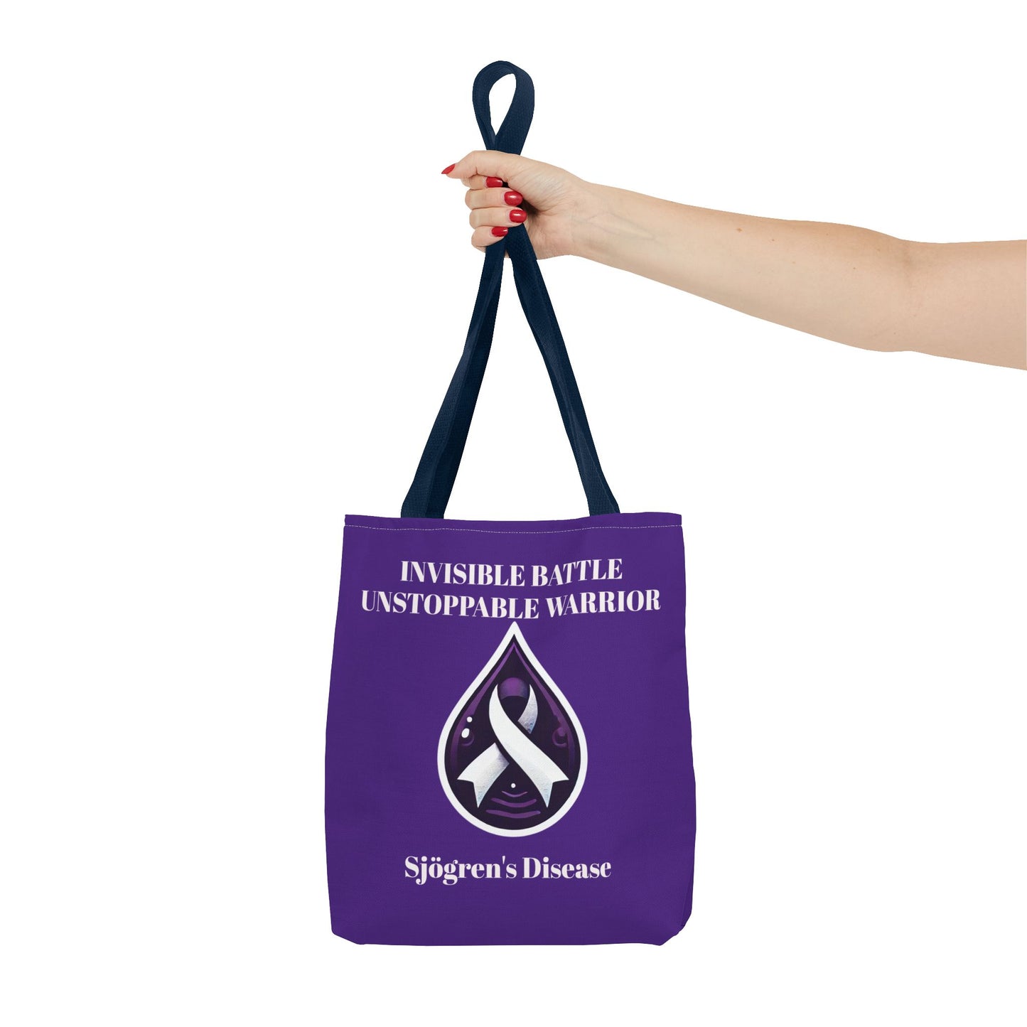 Invisible Battle Unstoppable Warrior Tote Bag - Sjögren's Disease Awareness (Dark Purple)