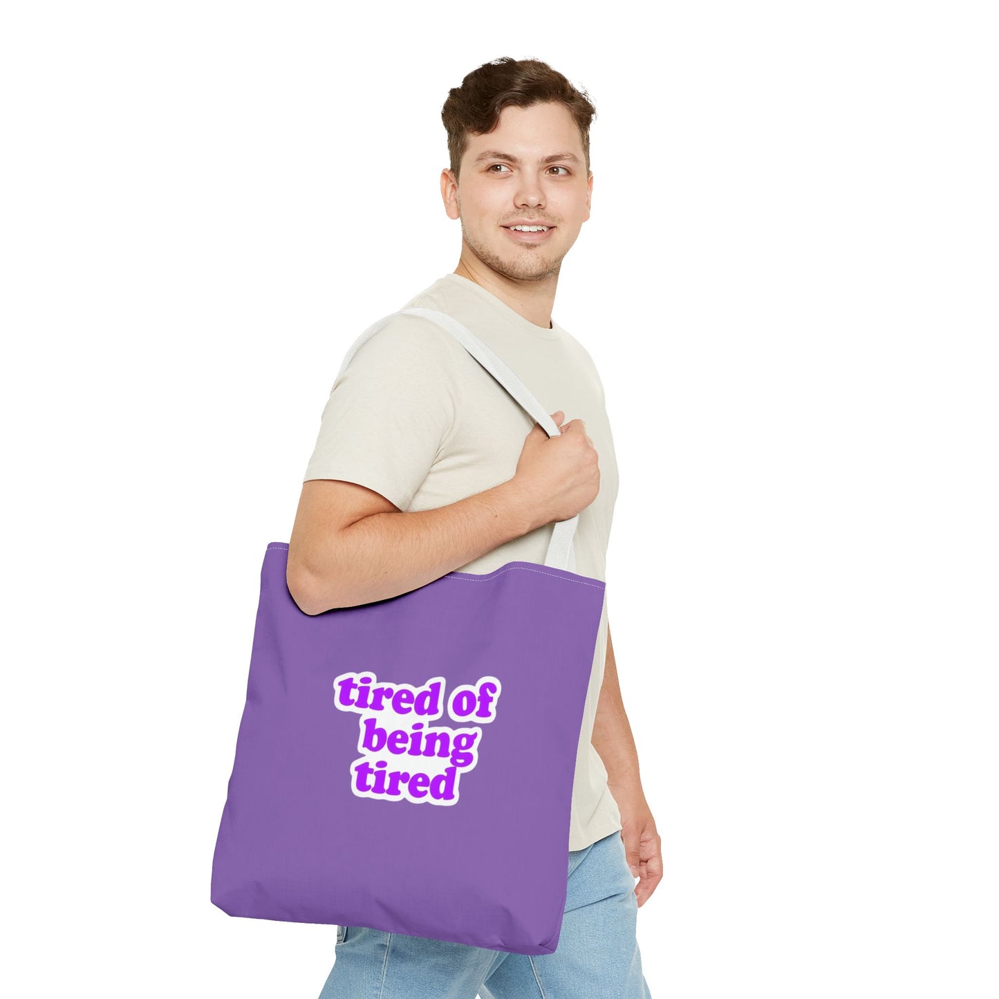 Autoimmune Disease Awareness Tote Bag - "tired of being tired" (Purple)