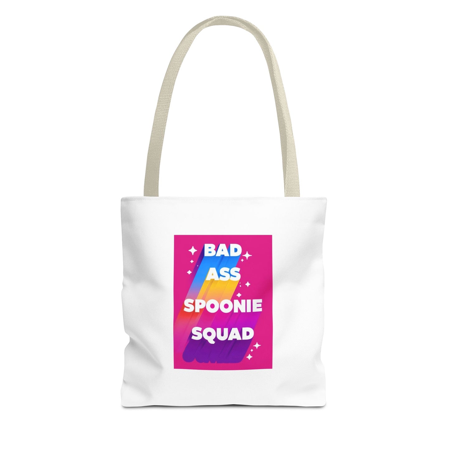Autoimmune Disease Awareness Tote Bag - "Bad Ass Spoonie Squad" (White)