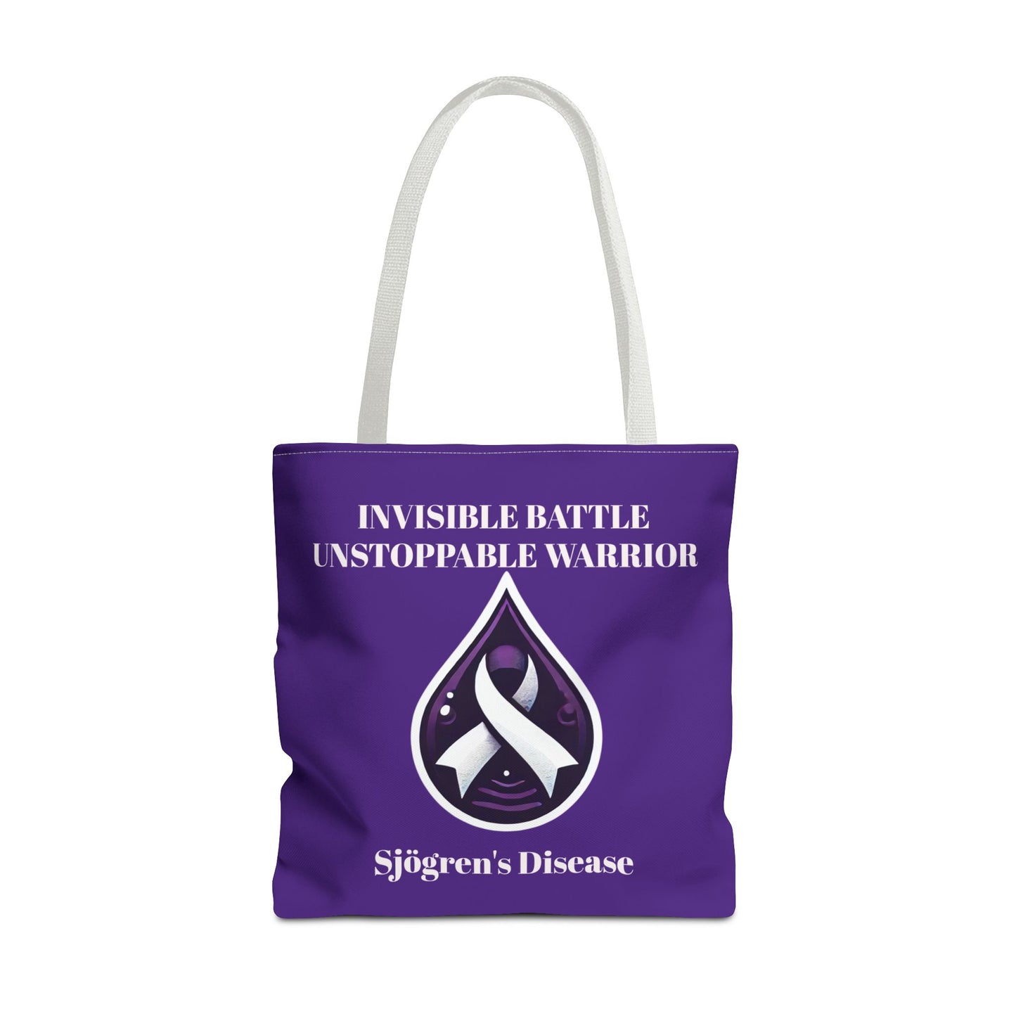 Invisible Battle Unstoppable Warrior Tote Bag - Sjögren's Disease Awareness (Dark Purple)