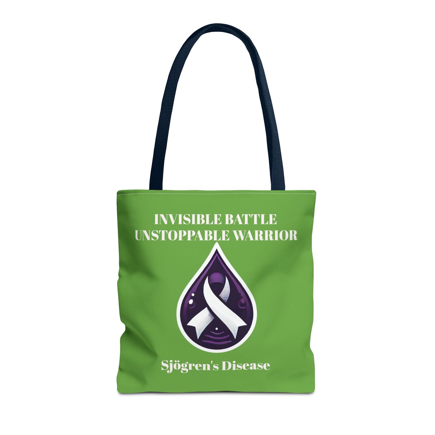 Invisible Battle Unstoppable Warrior Tote Bag - Sjögren's Disease Awareness (Green)