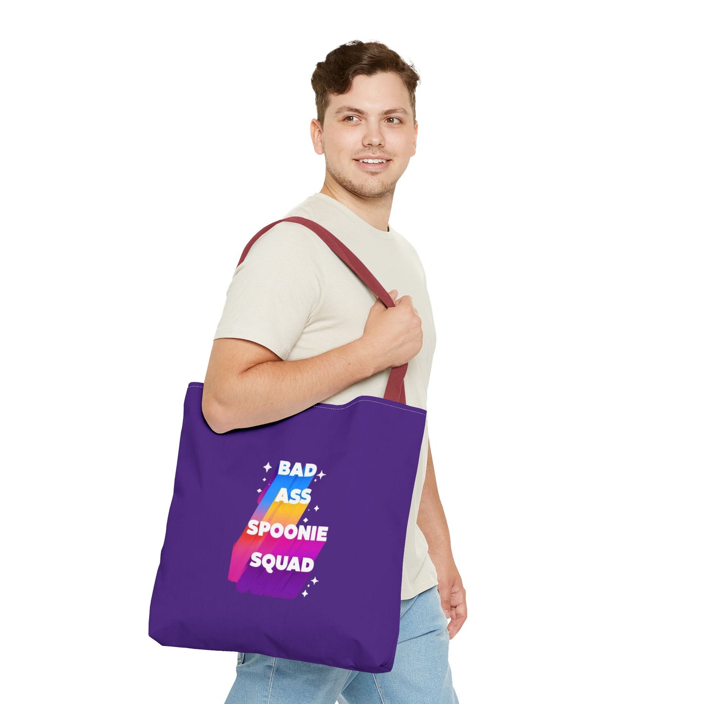 Autoimmune Disease Awareness Tote Bag - "Bad Ass Spoonie Squad" (Purple)