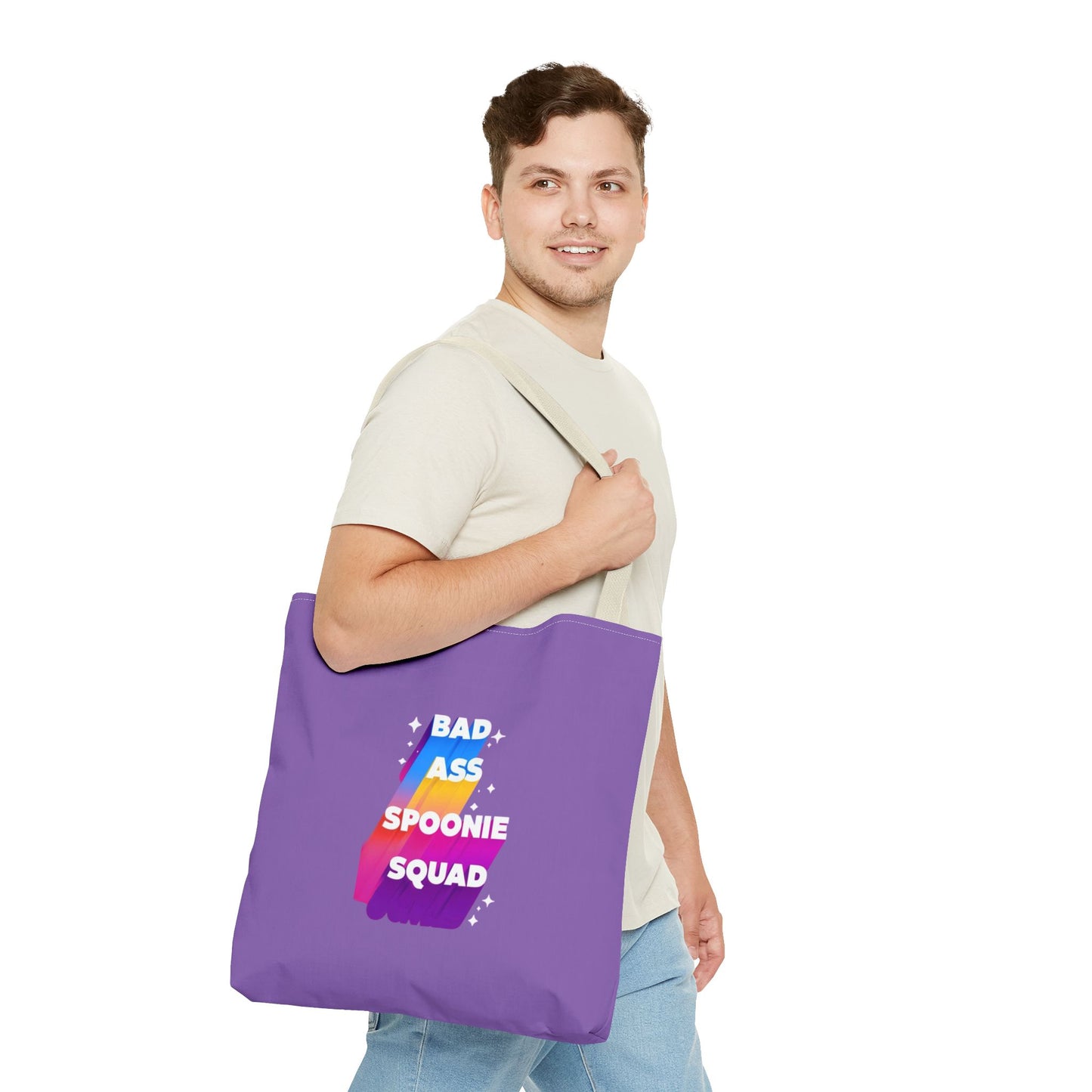 Autoimmune Disease Awareness Tote Bag - "Bad Ass Spoonie Squad" (Light Purple)