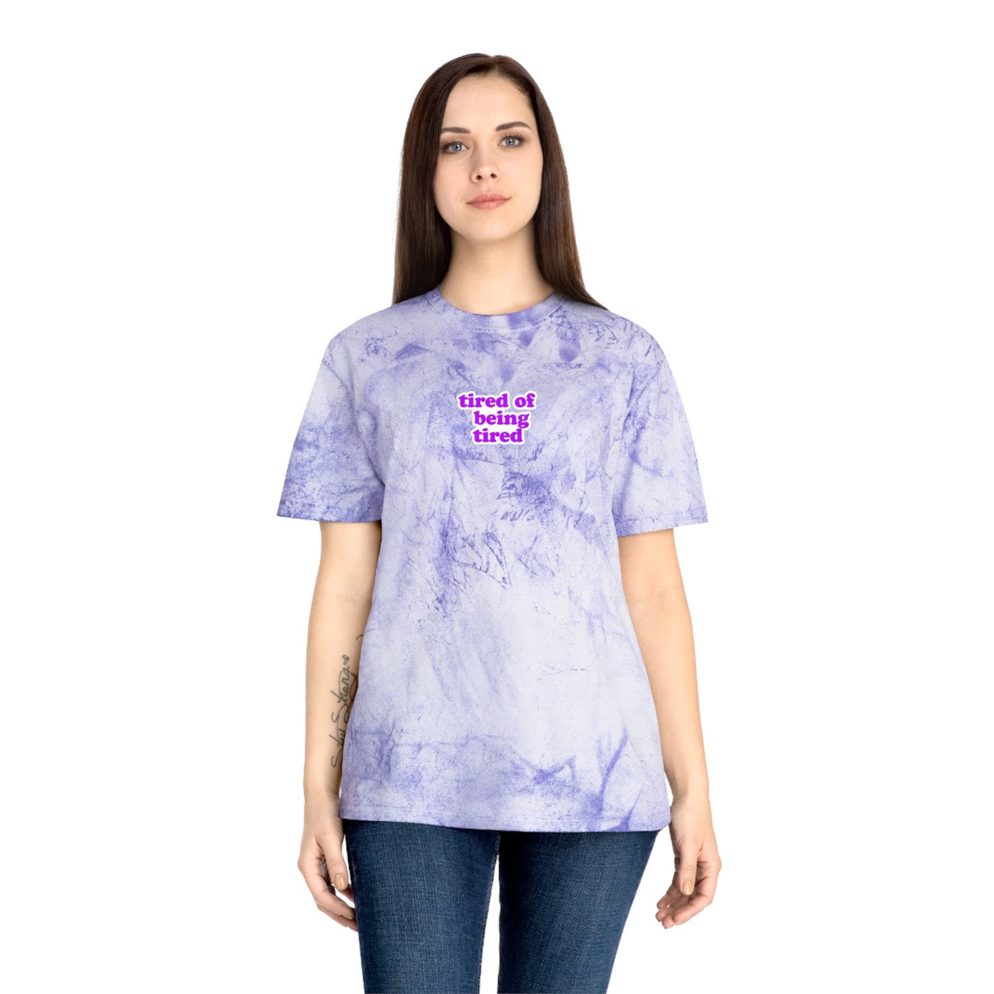 Unisex Color Blast T-Shirt - 'tired of being tired" - Autoimmune Disease Awareness