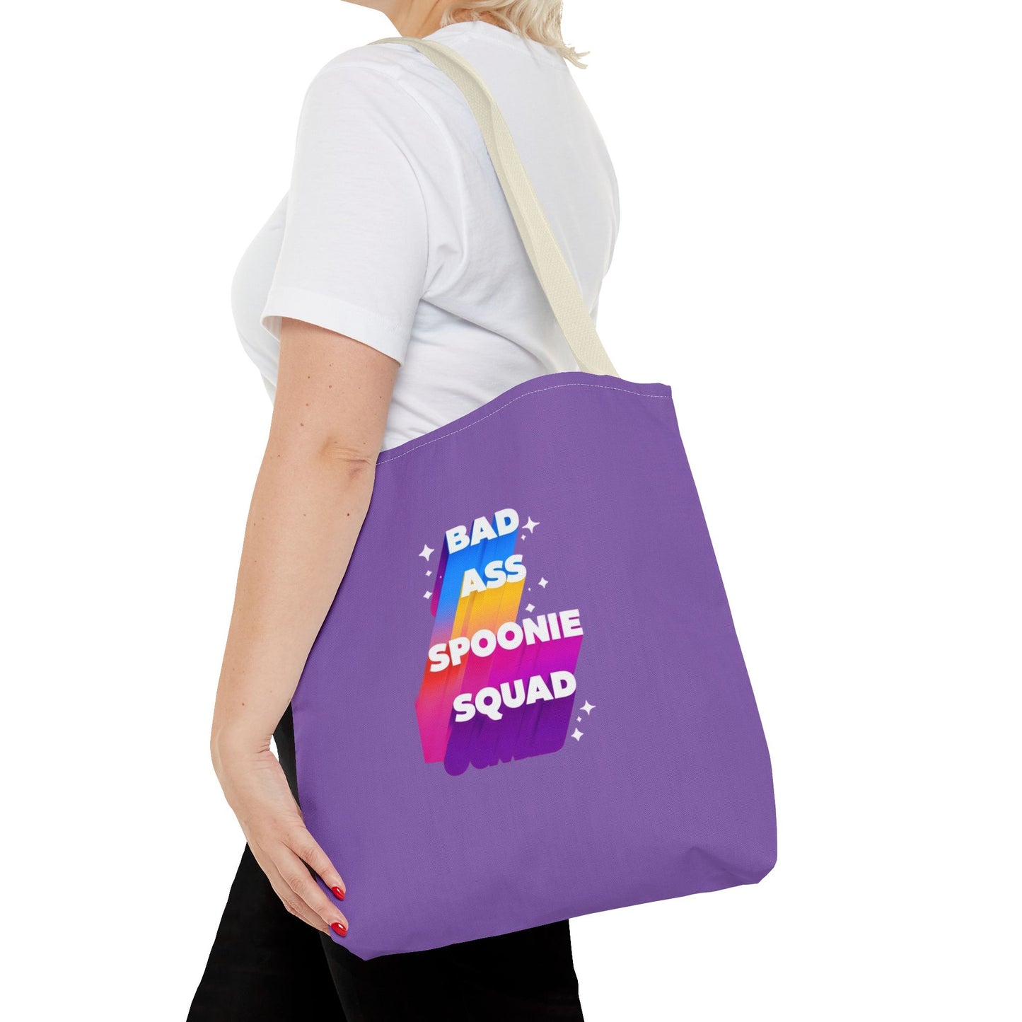 Autoimmune Disease Awareness Tote Bag - "Bad Ass Spoonie Squad" (Light Purple)
