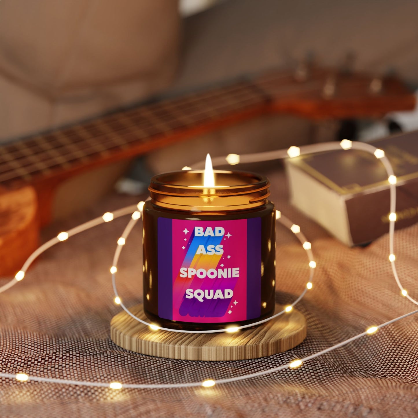 Sjögren's Disease ""Bad Ass Spoonie Squad"" |Scented Soy Candle -  Amber Jar | Relaxing Aromatherapy