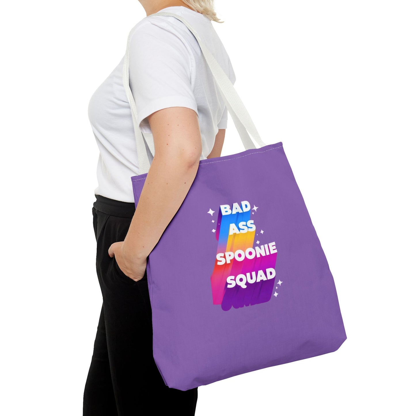 Autoimmune Disease Awareness Tote Bag - "Bad Ass Spoonie Squad" (Light Purple)