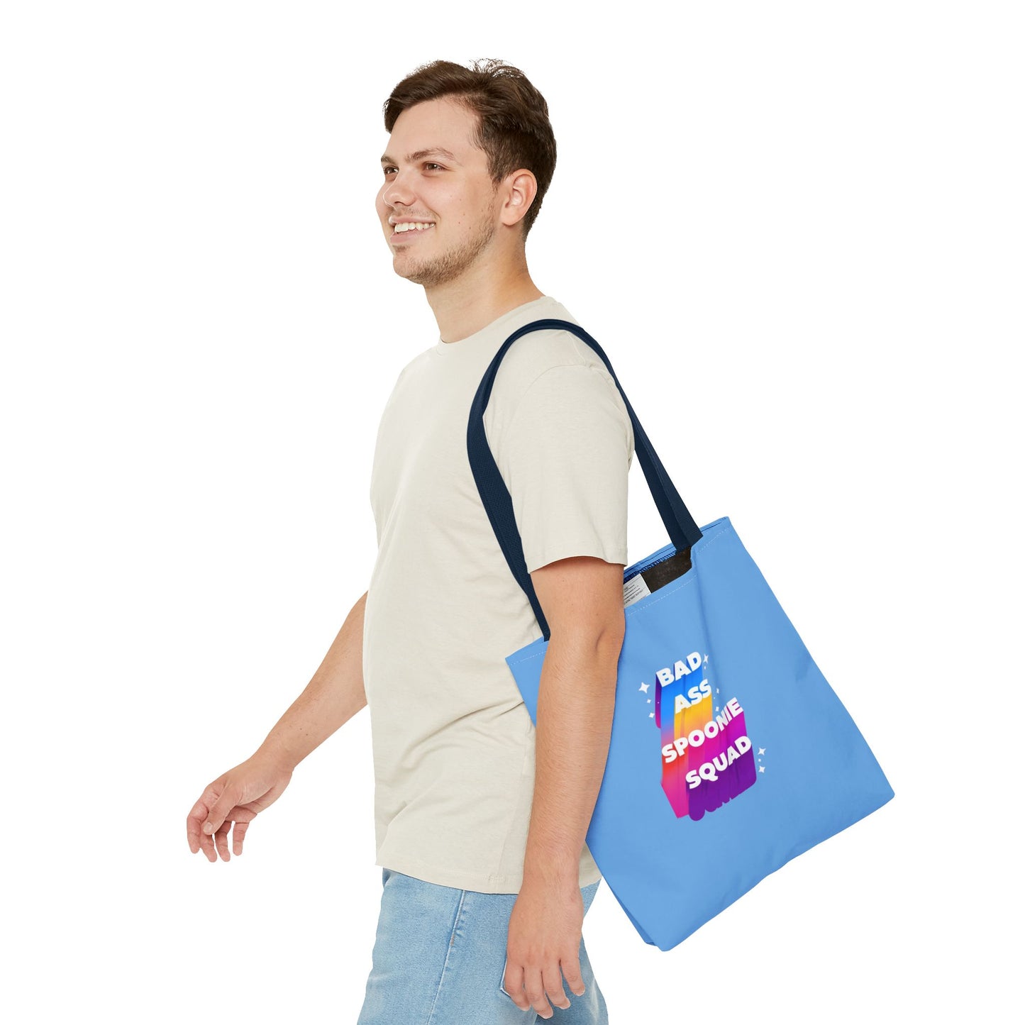 Autoimmune Disease Awareness Tote Bag - "Big Ass Spoonie Squad" (Light Blue)