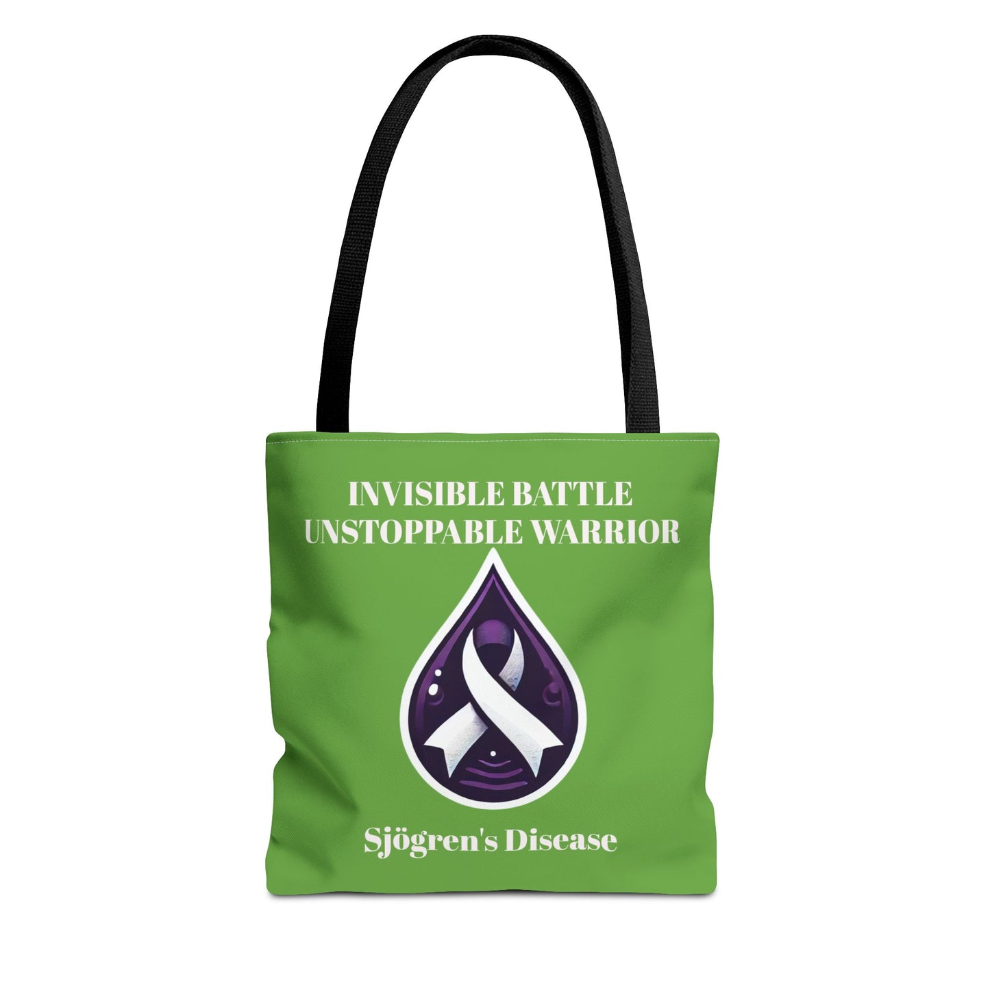 Invisible Battle Unstoppable Warrior Tote Bag - Sjögren's Disease Awareness (Green)