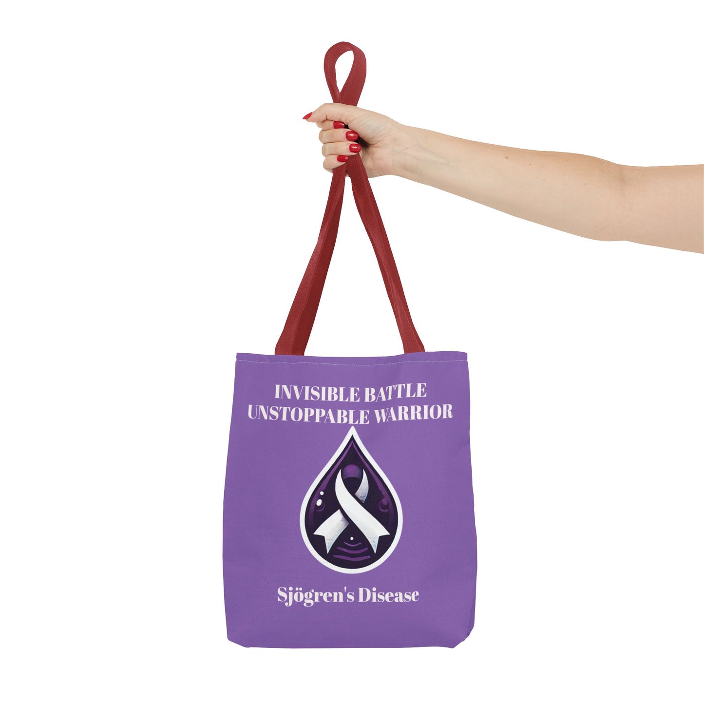 Invisible Battle Unstoppable Warrior Tote Bag - Sjögren's Disease Awareness (Purple)