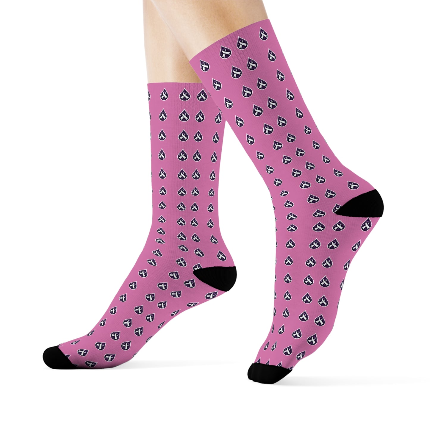 Sjögren's Disease Teardrop Pattern Crew Socks (Pink)