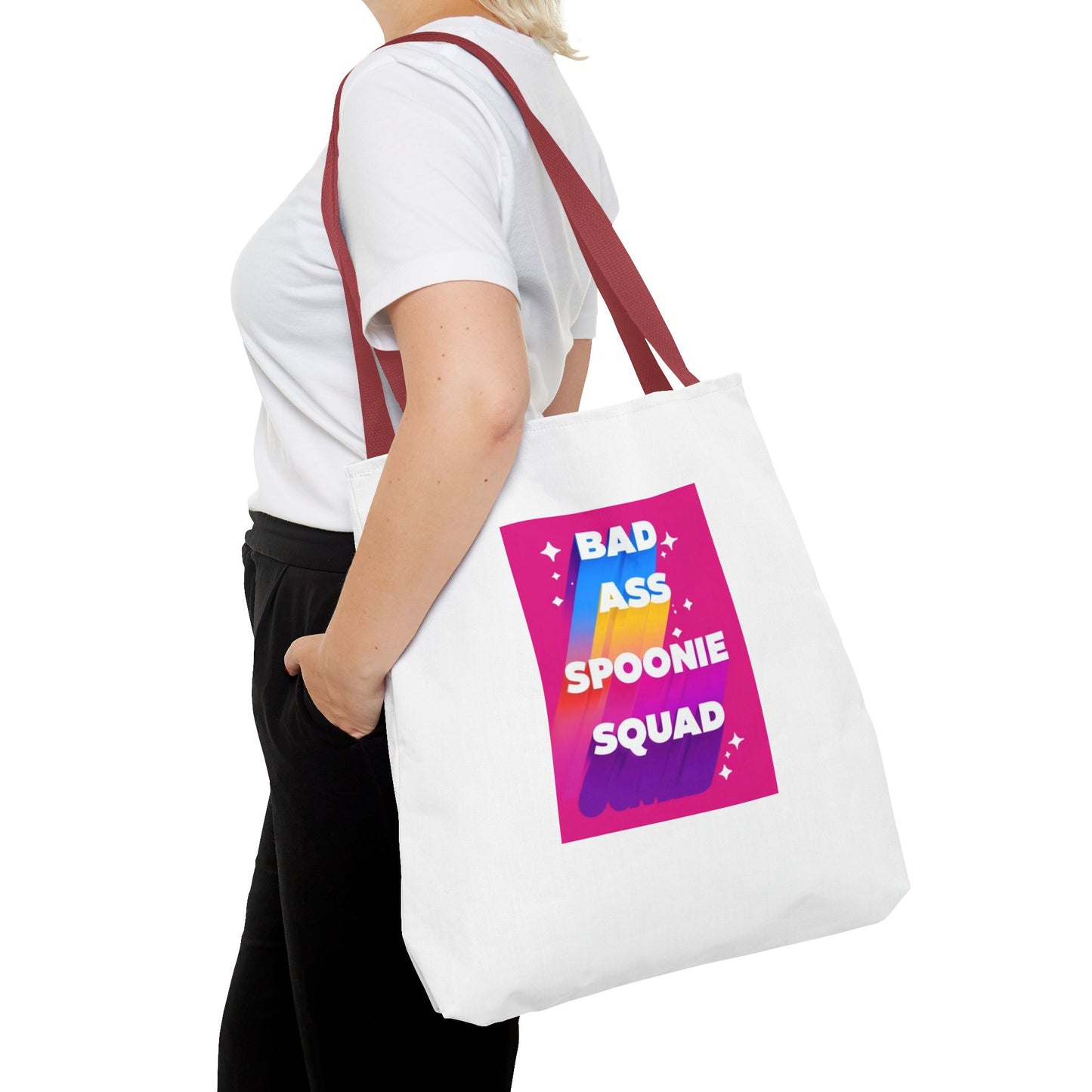 Autoimmune Disease Awareness Tote Bag - "Bad Ass Spoonie Squad" (White)