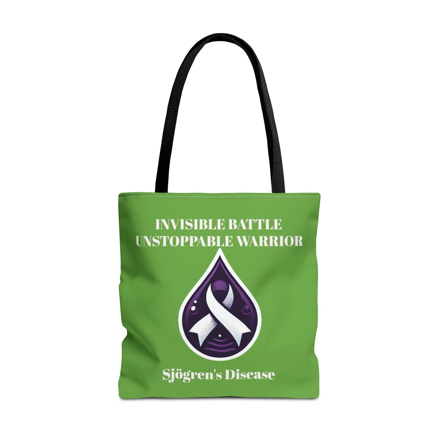 Invisible Battle Unstoppable Warrior Tote Bag - Sjögren's Disease Awareness (Green)