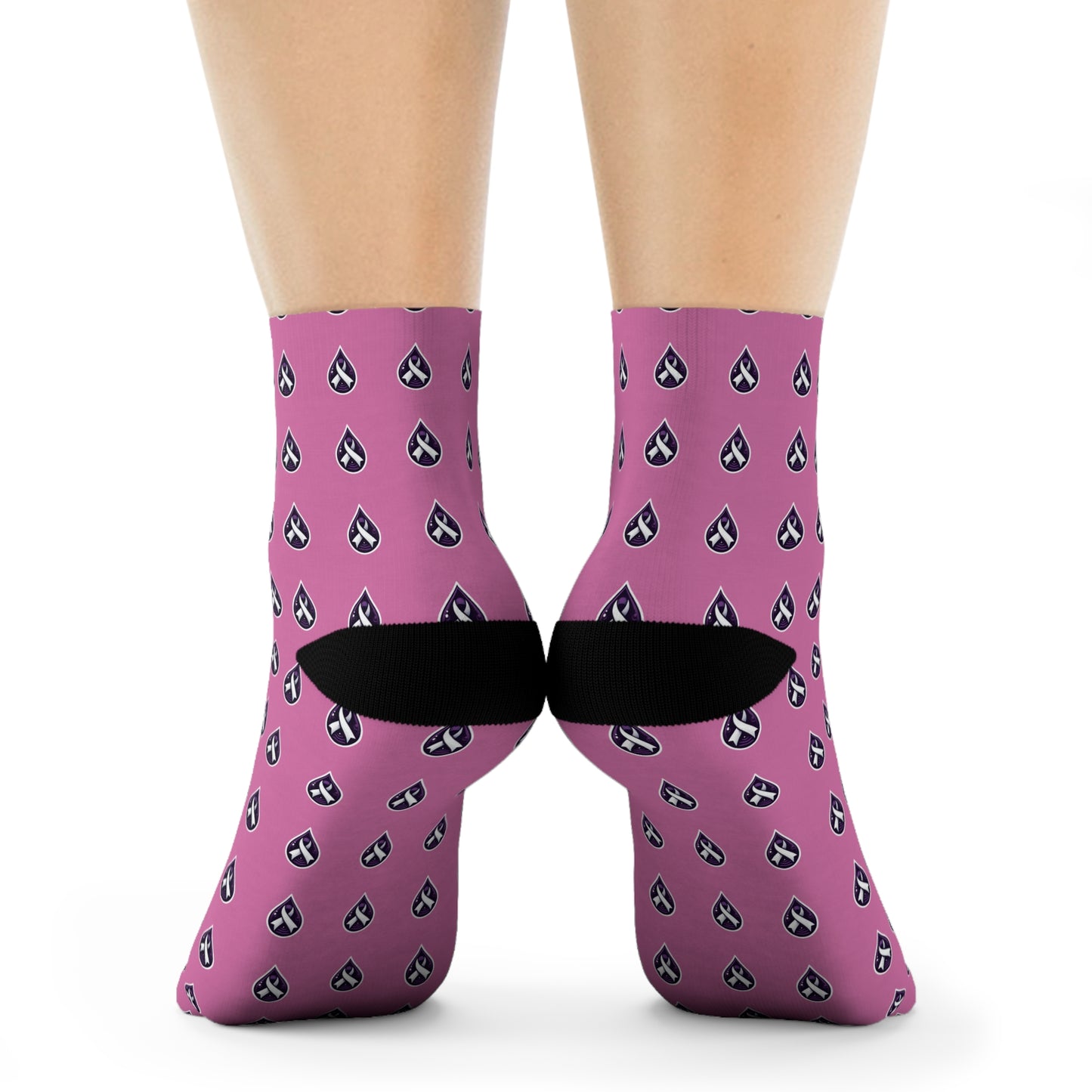 Sjögren's Disease Teardrop Pattern Crew Socks (Pink)