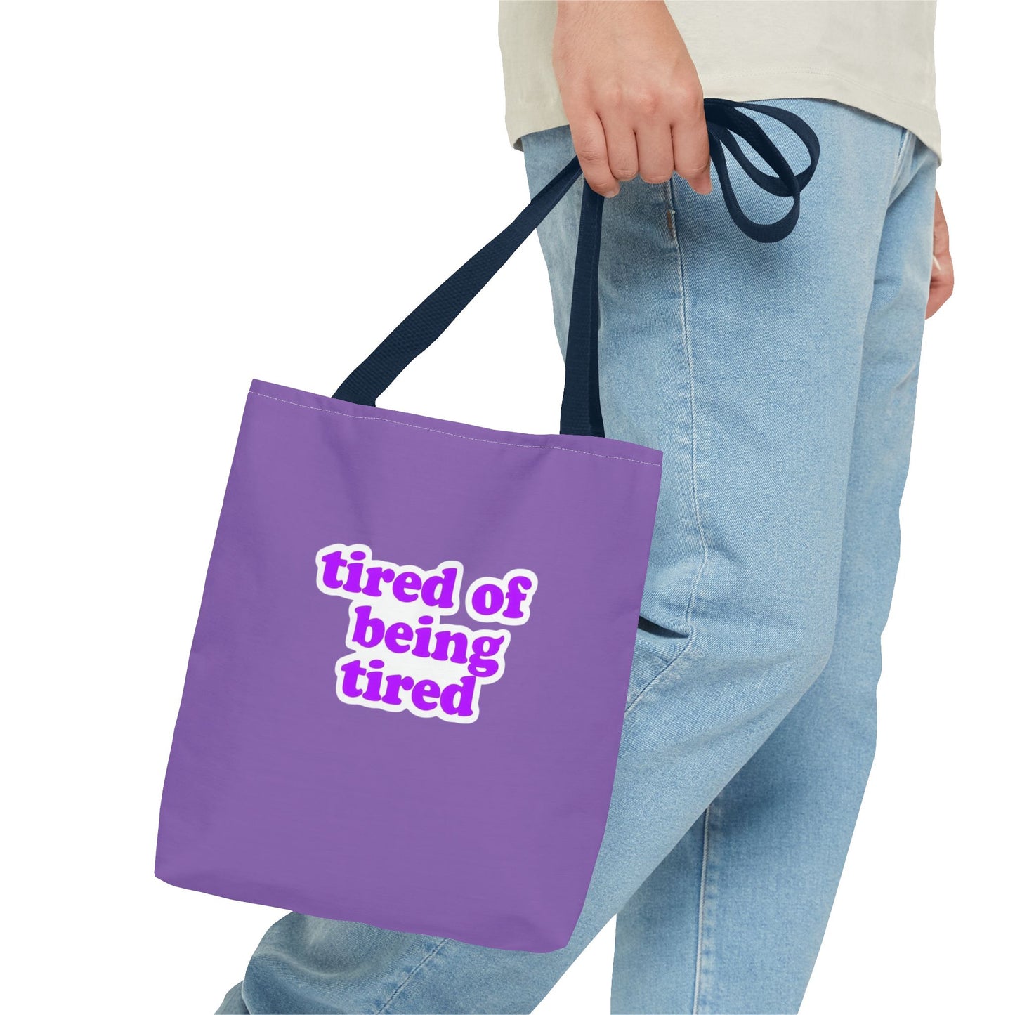 Autoimmune Disease Awareness Tote Bag - "tired of being tired" (Purple)