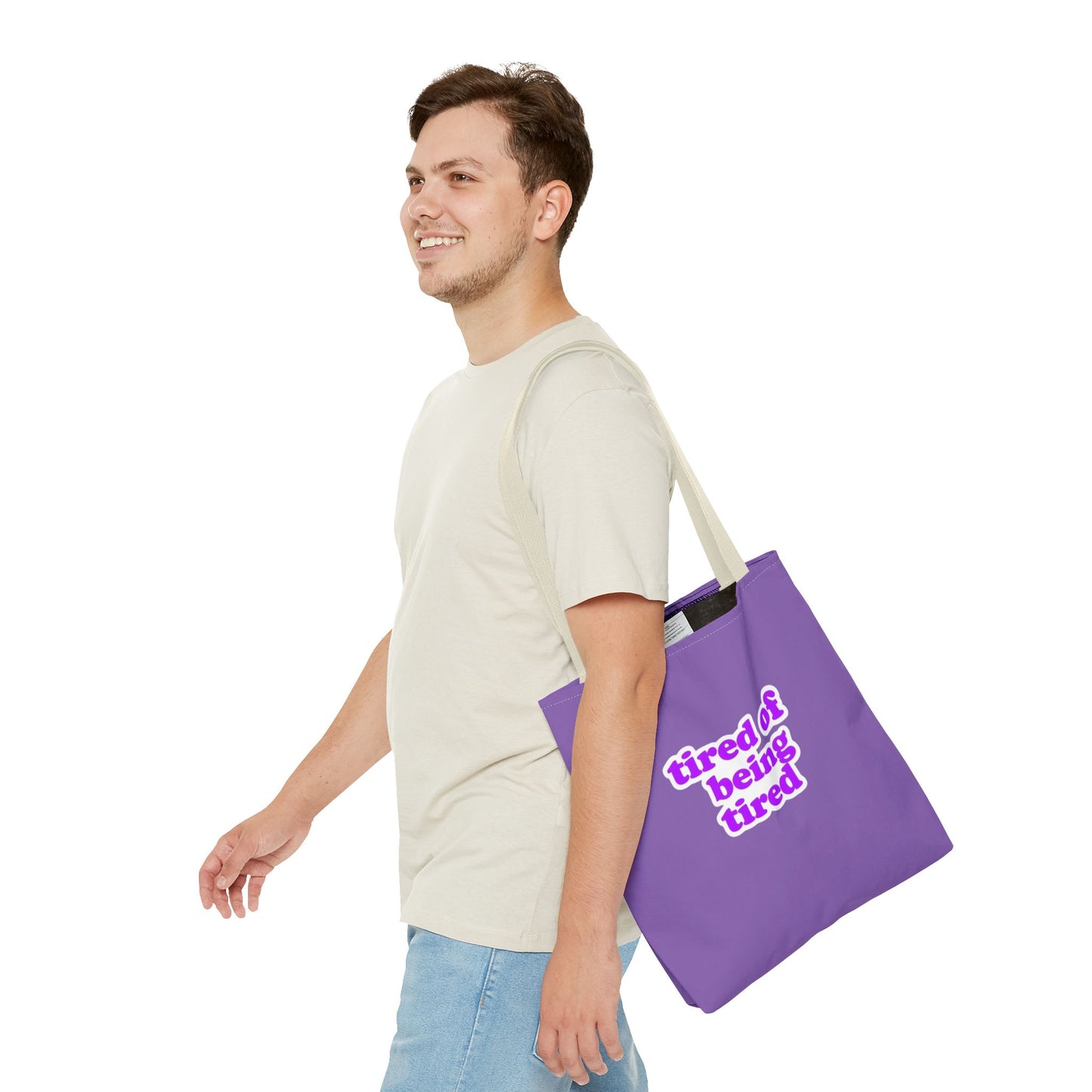 Autoimmune Disease Awareness Tote Bag - "tired of being tired" (Purple)