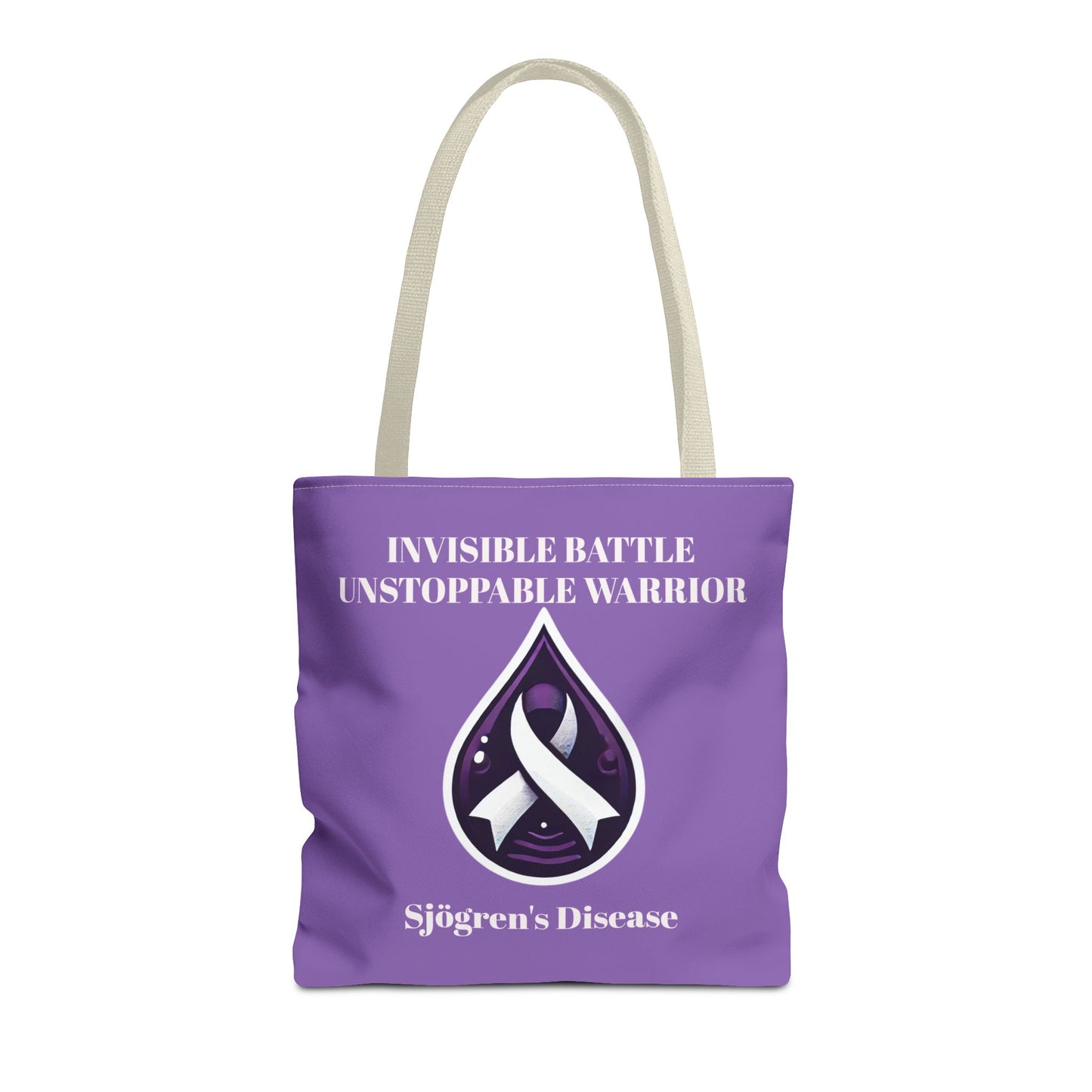 Invisible Battle Unstoppable Warrior Tote Bag - Sjögren's Disease Awareness (Purple)