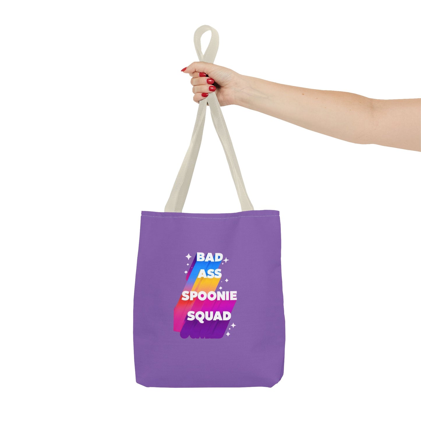 Autoimmune Disease Awareness Tote Bag - "Bad Ass Spoonie Squad" (Light Purple)