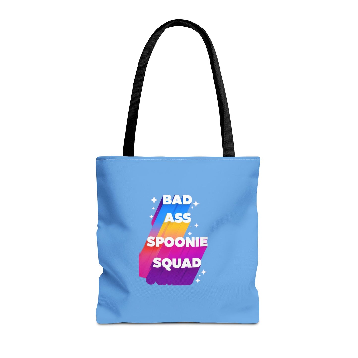 Autoimmune Disease Awareness Tote Bag - "Big Ass Spoonie Squad" (Light Blue)