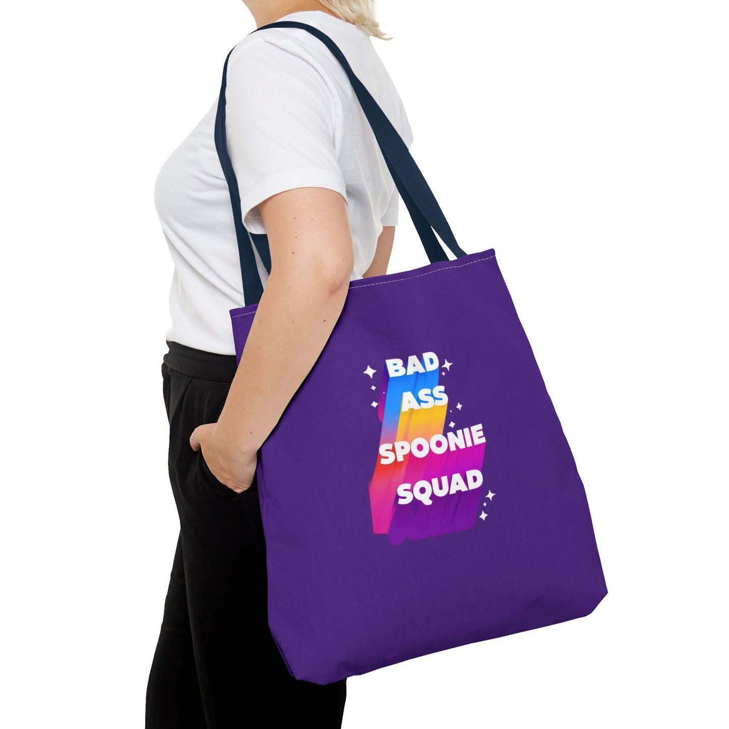 Autoimmune Disease Awareness Tote Bag - "Bad Ass Spoonie Squad" (Purple)