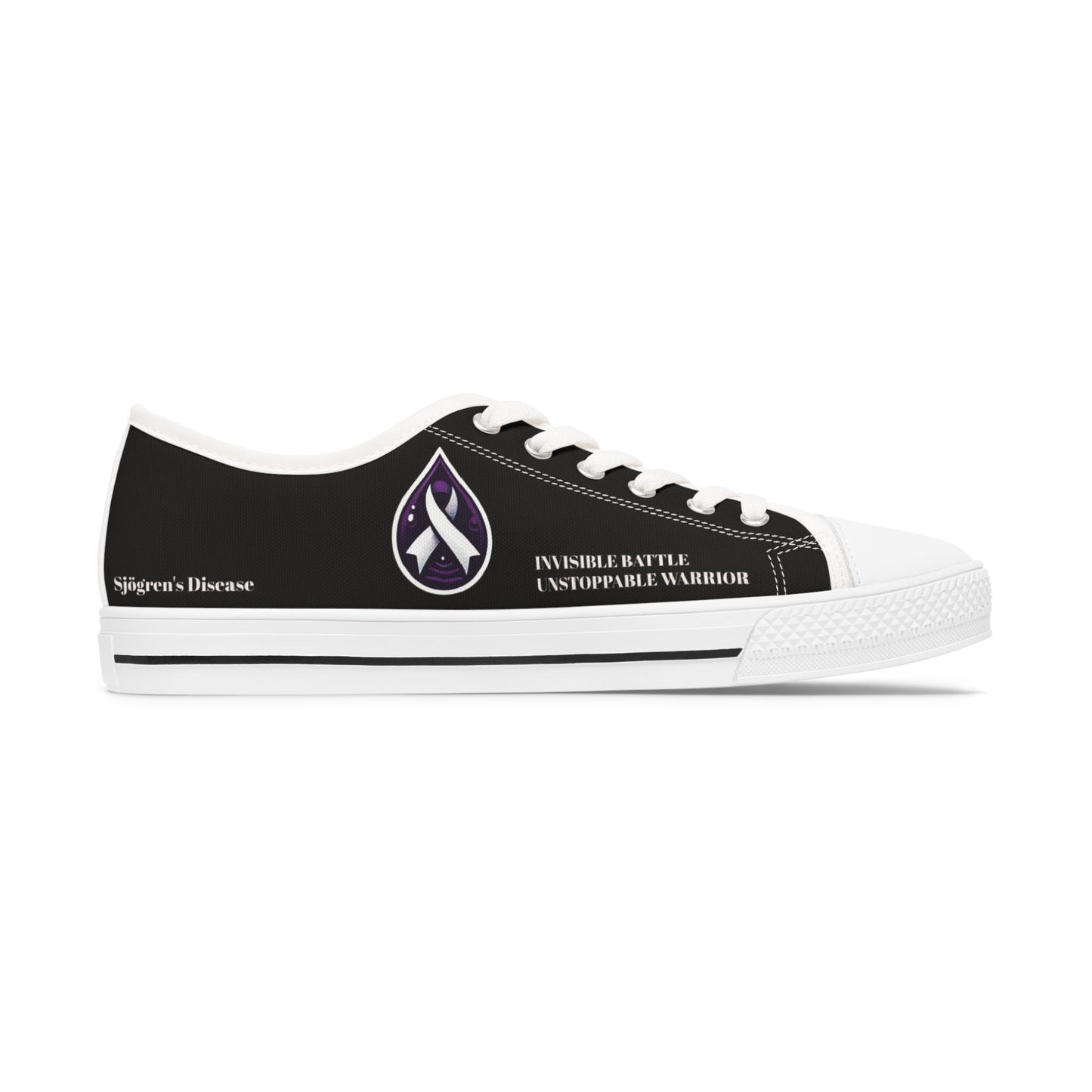 Inspirational Women's Low Top Sneakers - Unstoppable Warrior Design (Black)