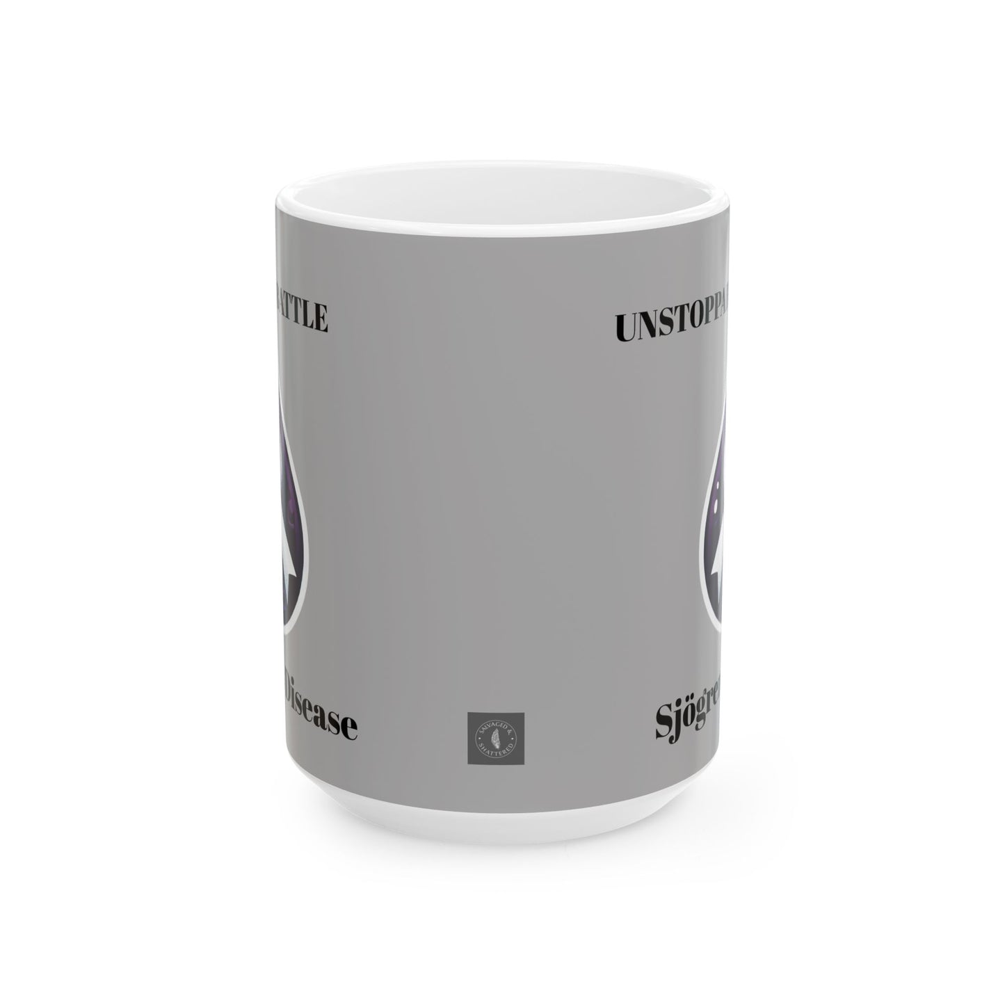 Inspirational Ceramic Mug - Unstoppable Warrior Design (11oz & 15oz) (Light Gray)