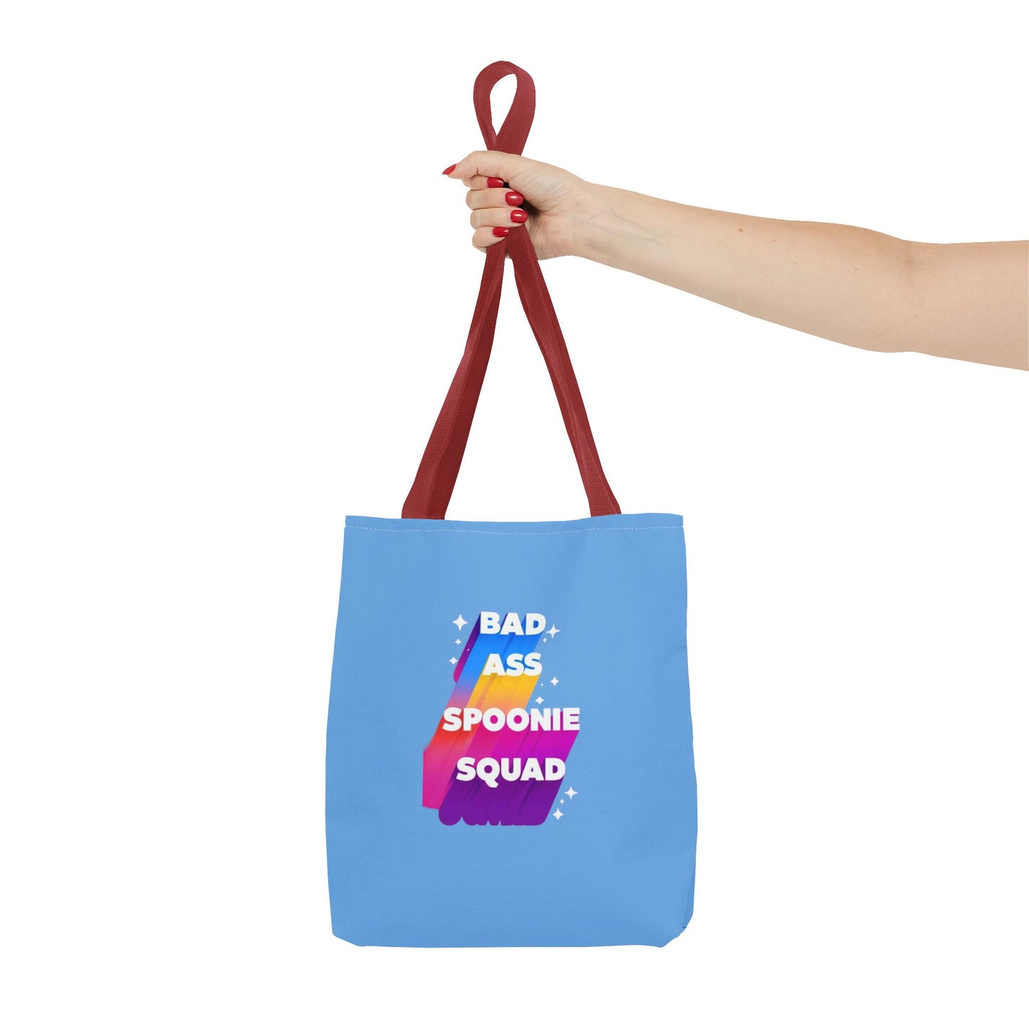 Autoimmune Disease Awareness Tote Bag - "Big Ass Spoonie Squad" (Light Blue)