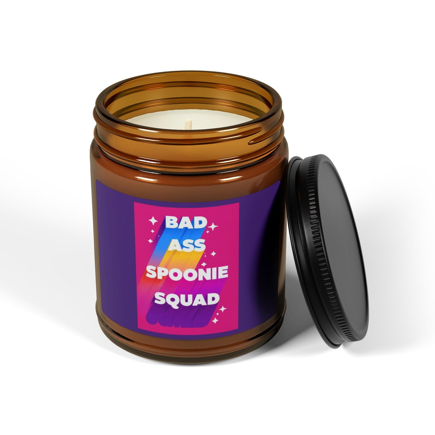 Sjögren's Disease ""Bad Ass Spoonie Squad"" |Scented Soy Candle -  Amber Jar | Relaxing Aromatherapy