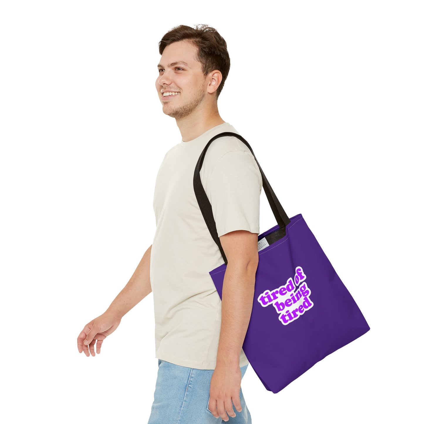 Autoimmune Disease Awareness Tote Bag - "tired of being tired" (Purple)