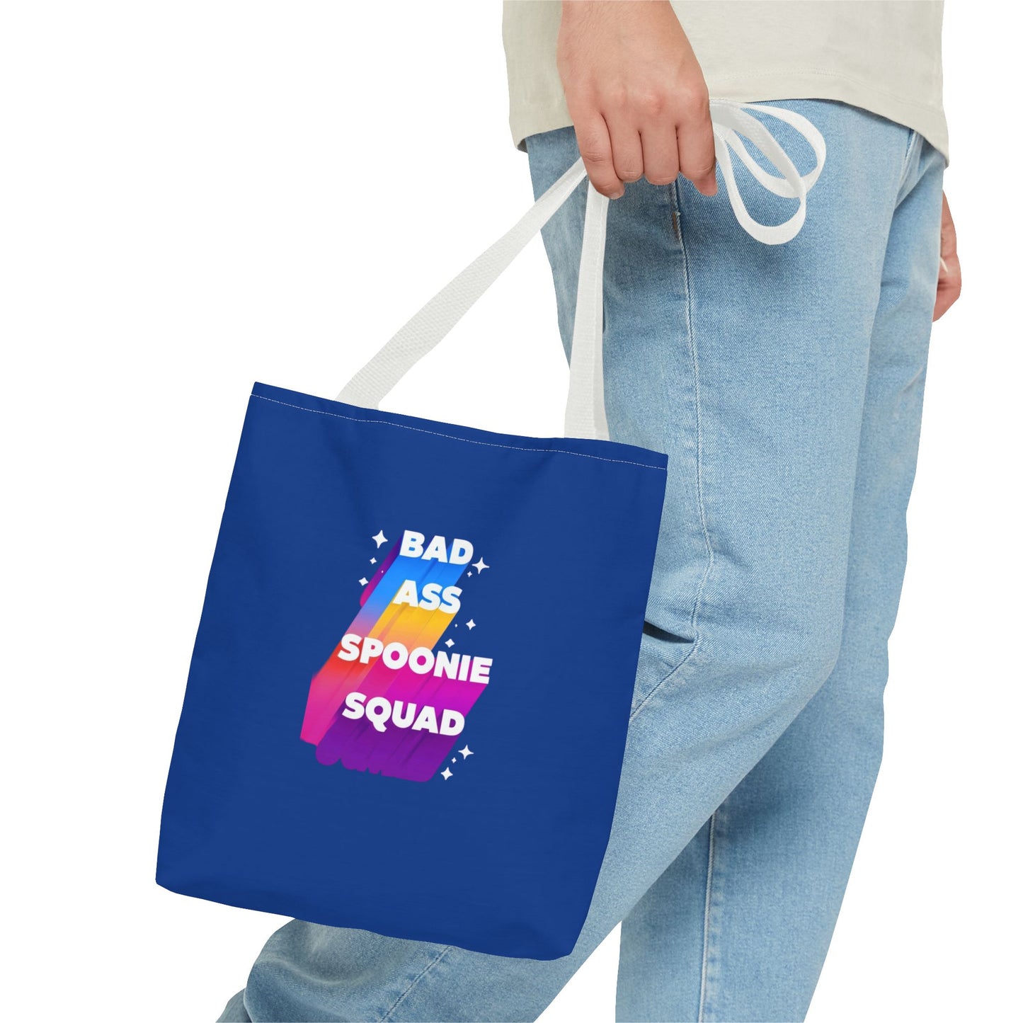 Autoimmune Disease Awareness Tote Bag - "Bad Ass Spoonie Squad" (Dark Blue)