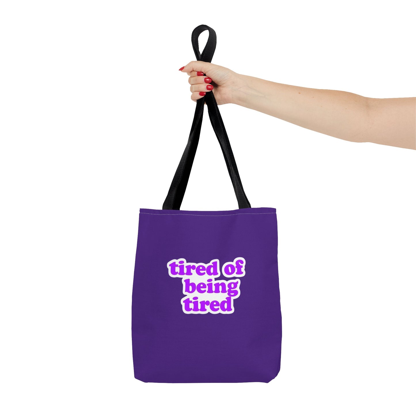 Autoimmune Disease Awareness Tote Bag - "tired of being tired" (Purple)