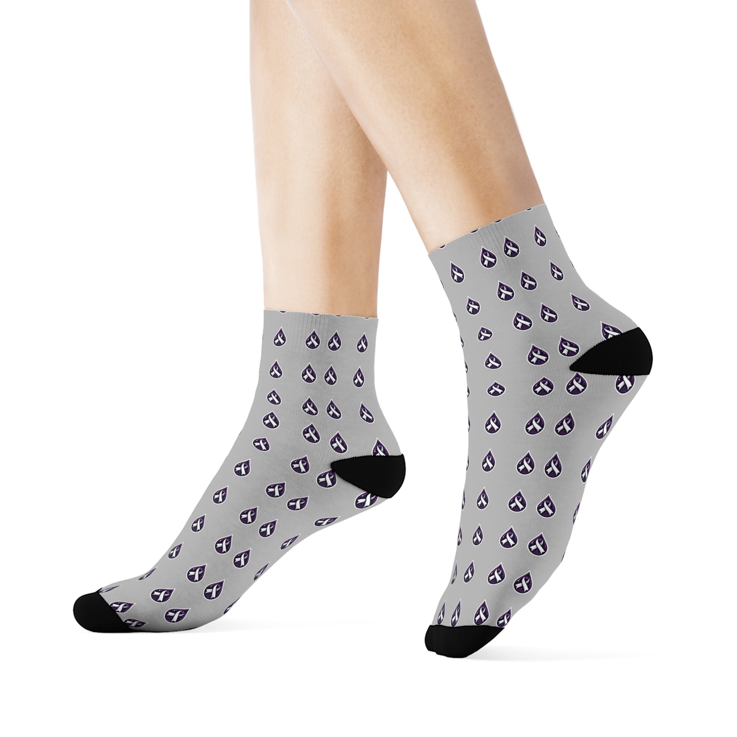 Sjögren's Disease Teardrop Pattern Crew Socks (Light Gray)
