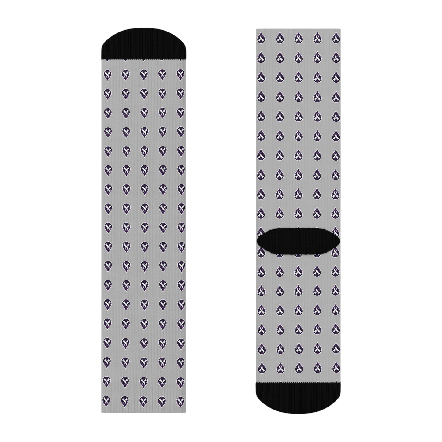 Sjögren's Disease Teardrop Pattern Crew Socks (Light Gray)