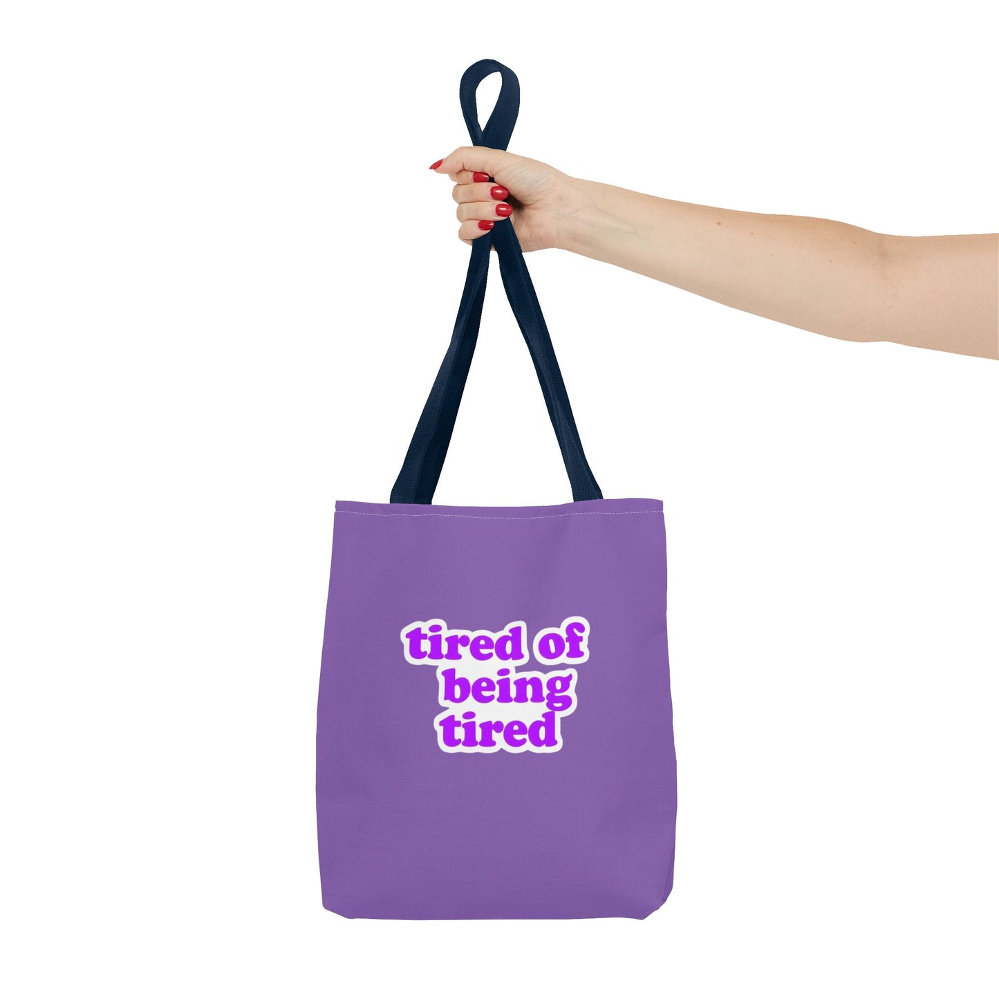 Autoimmune Disease Awareness Tote Bag - "tired of being tired" (Purple)