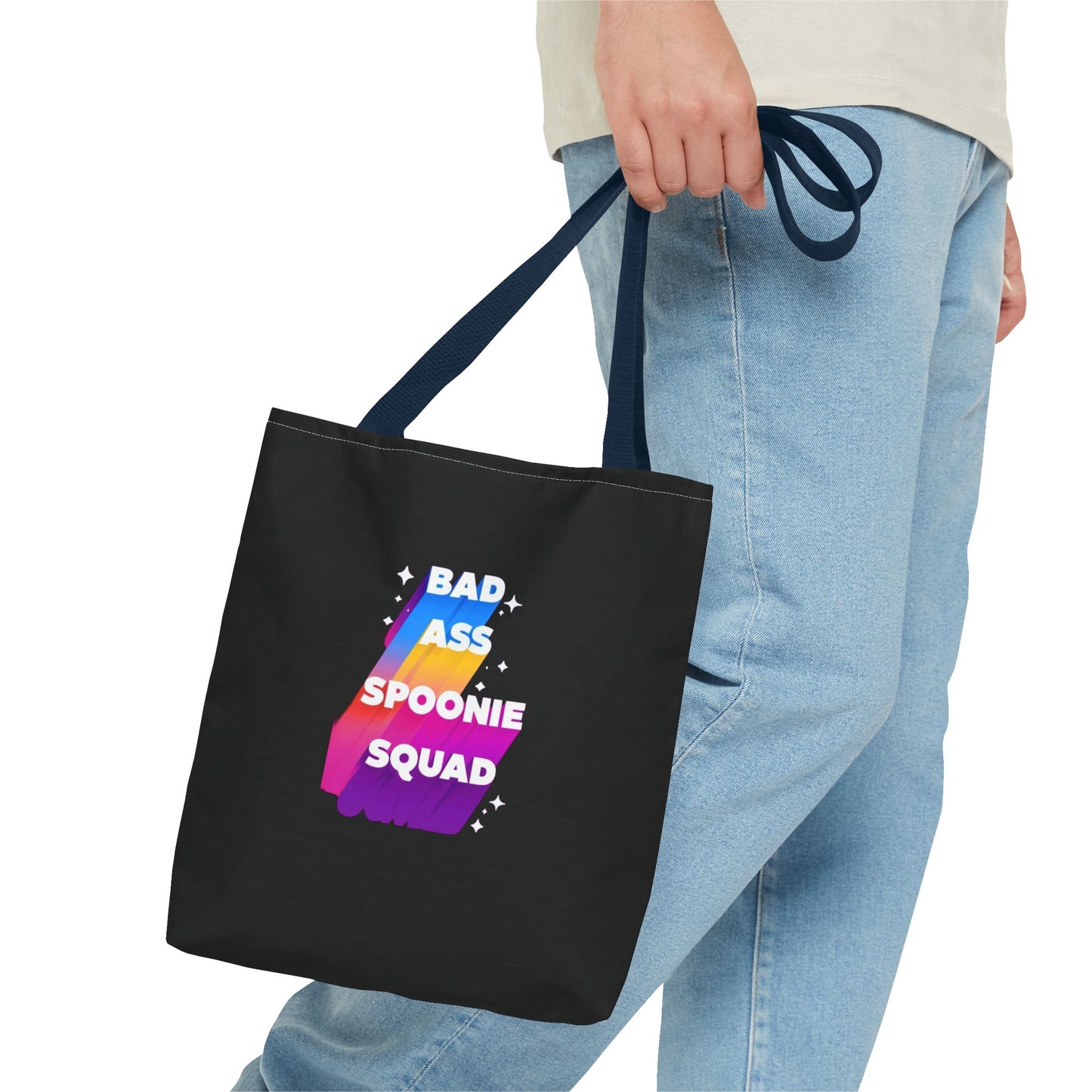 Autoimmune Disease Awareness Tote Bag - "Bad Ass Spoonie Squad" (Black)