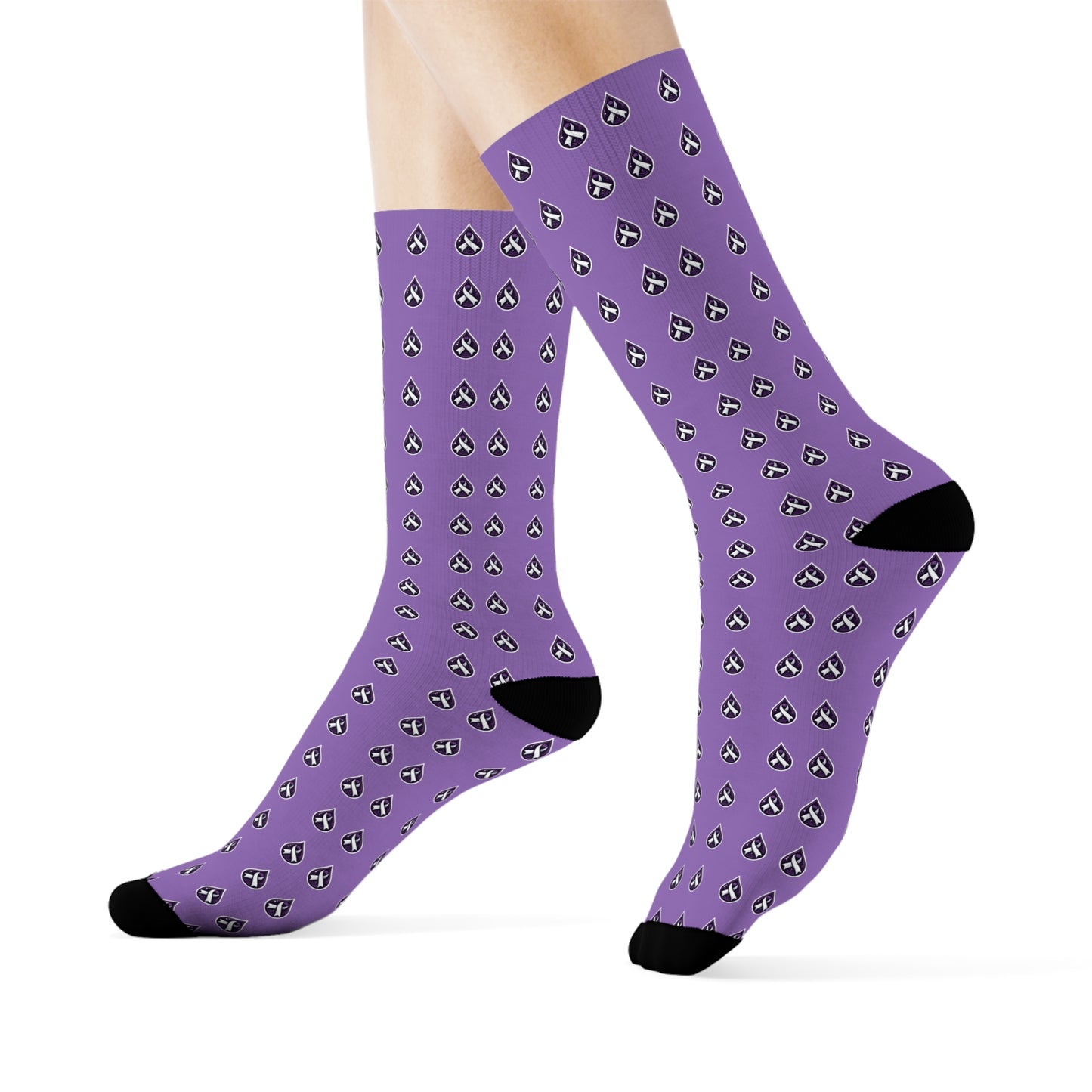 Sjögren's Disease Teardrop Pattern Crew Socks (Light Purple)