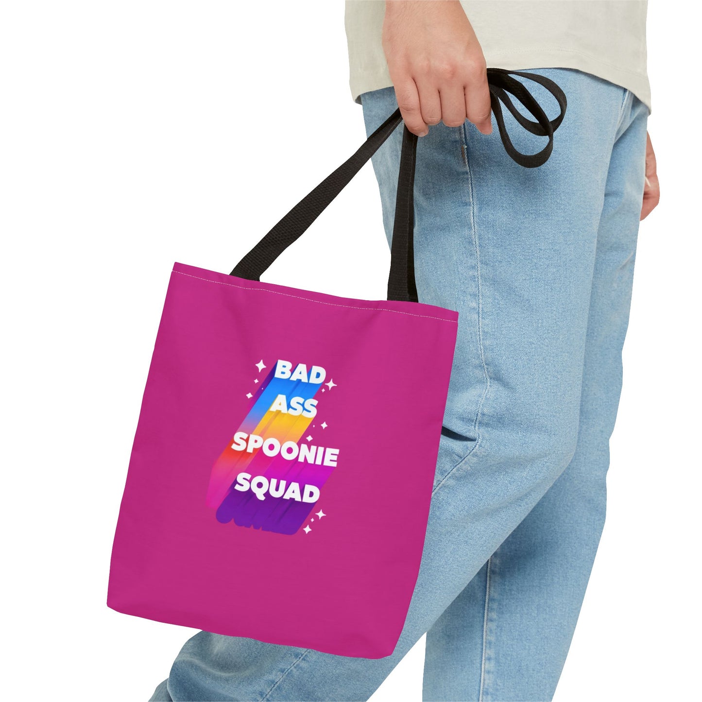 Autoimmune Disease Awareness Tote Bag - "Big Ass Spoonie Squad" (Pink)