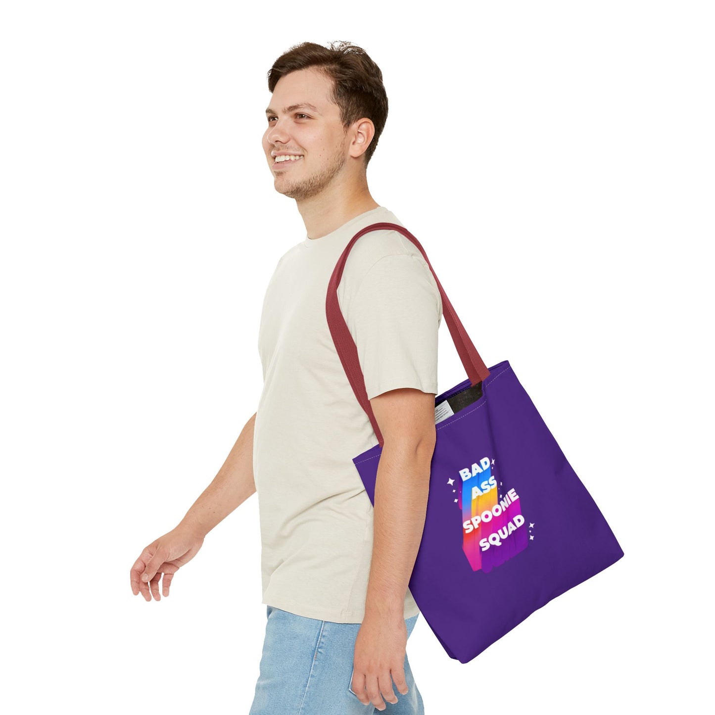 Autoimmune Disease Awareness Tote Bag - "Bad Ass Spoonie Squad" (Purple)