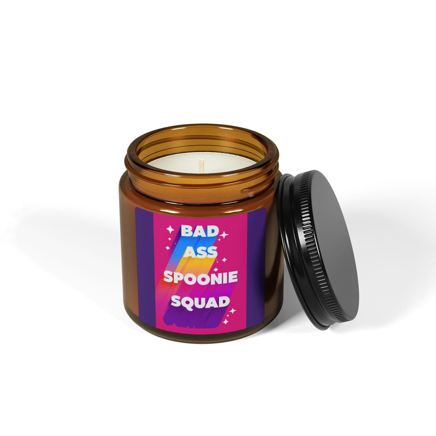 Sjögren's Disease ""Bad Ass Spoonie Squad"" |Scented Soy Candle -  Amber Jar | Relaxing Aromatherapy