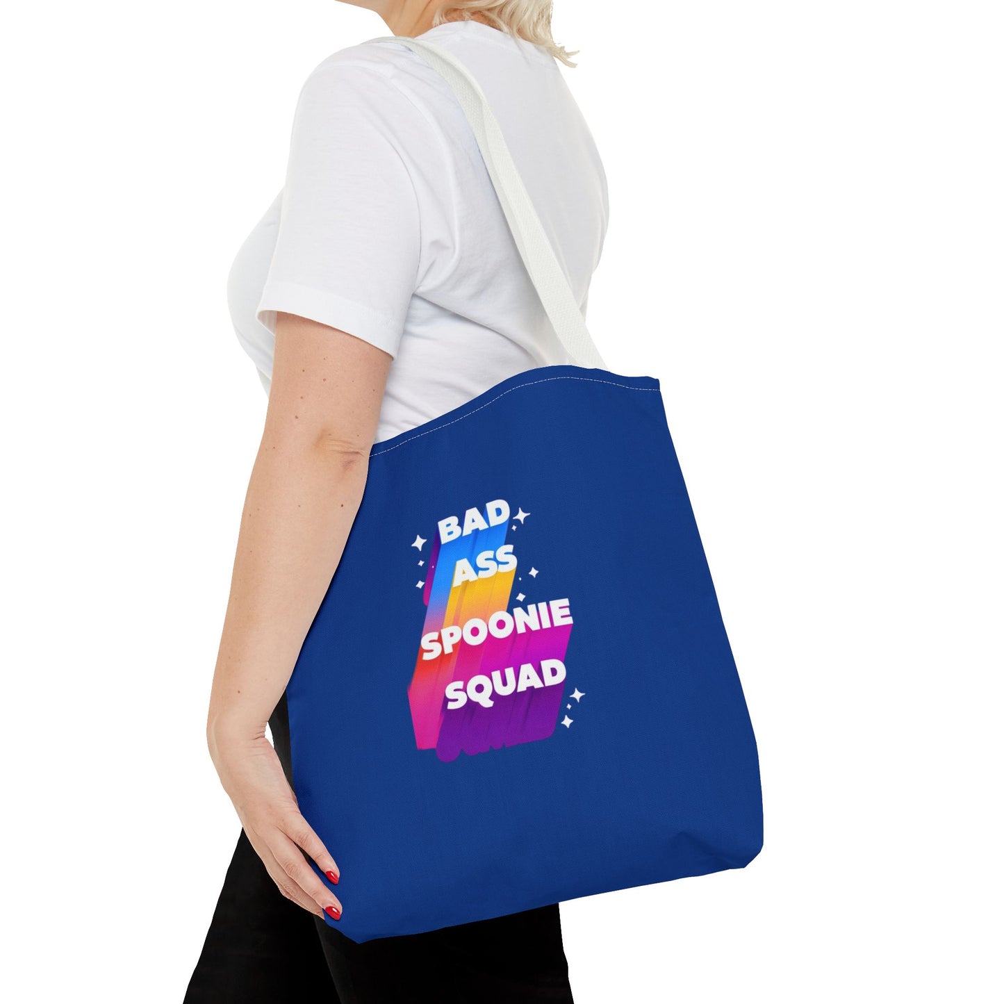 Autoimmune Disease Awareness Tote Bag - "Bad Ass Spoonie Squad" (Dark Blue)