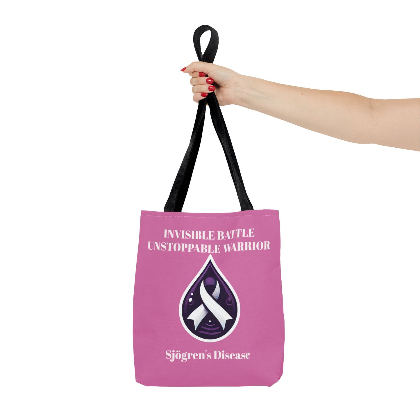 Invisible Battle Unstoppable Warrior Tote Bag - Sjögren's Disease Awareness (Light Pink)