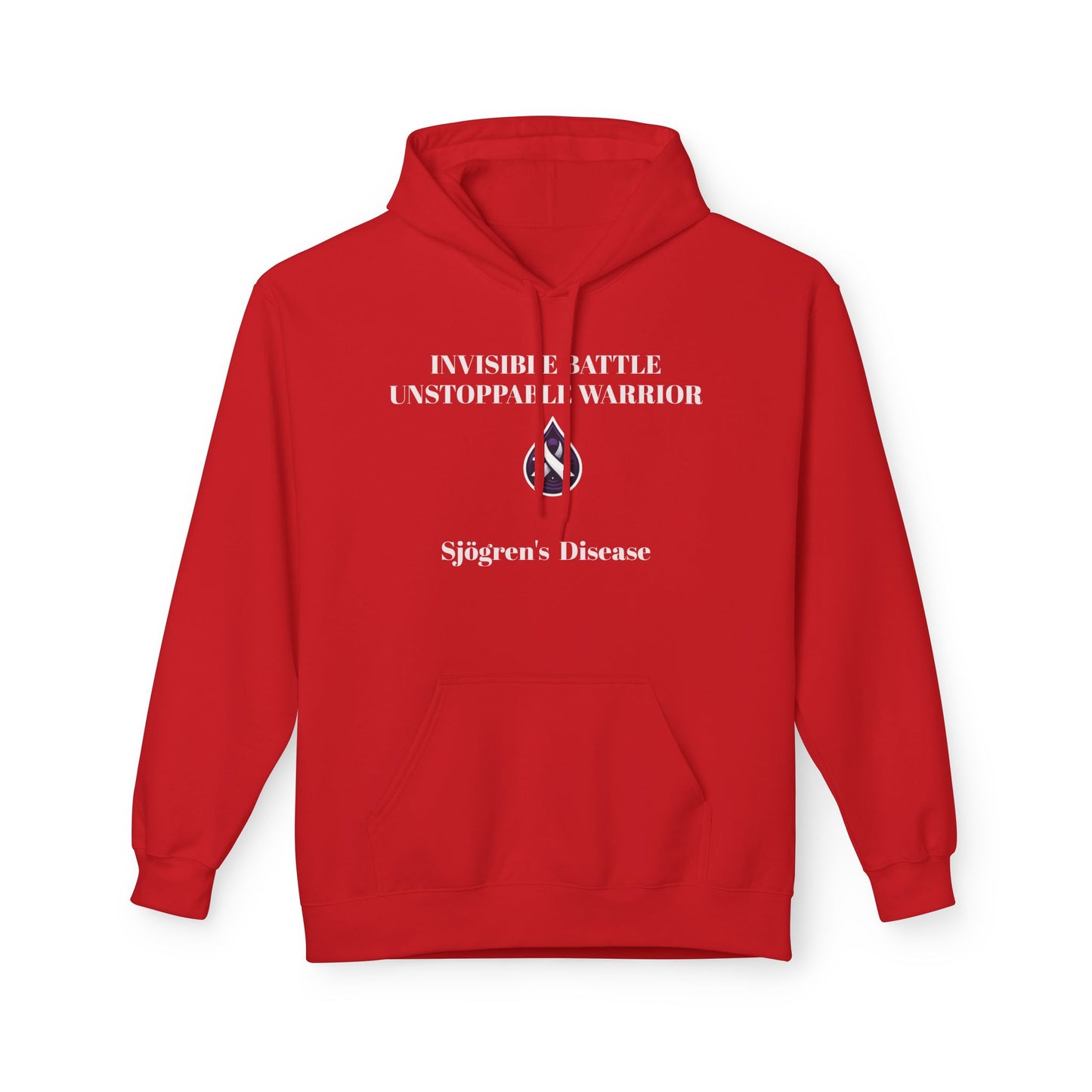 Unisex Fleece Hoodie, Sjögren's Disease - Invisible Battle Unstoppable Warrior (White Font)