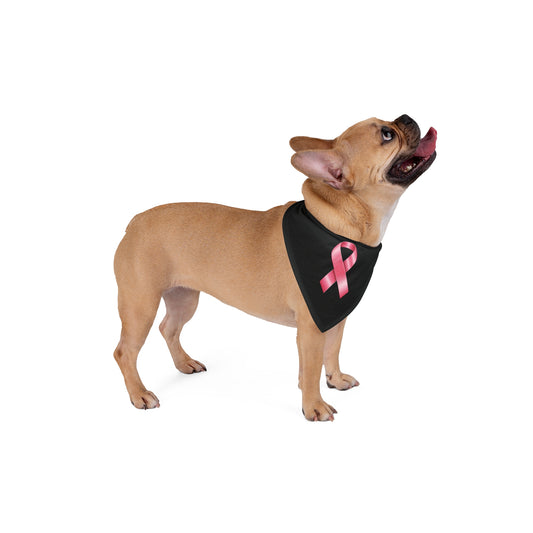 Breast Cancer Pet Bandana - Supportive Dog Accessory for Awareness Events (Black)