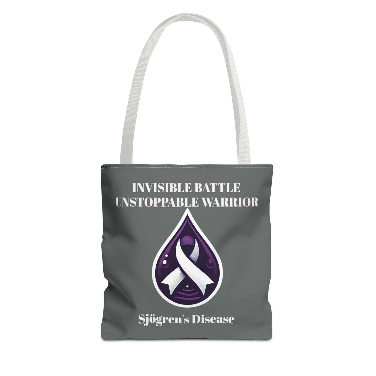 Invisible Battle Unstoppable Warrior Tote Bag - Sjögren's Disease Awareness (Dark Gray)