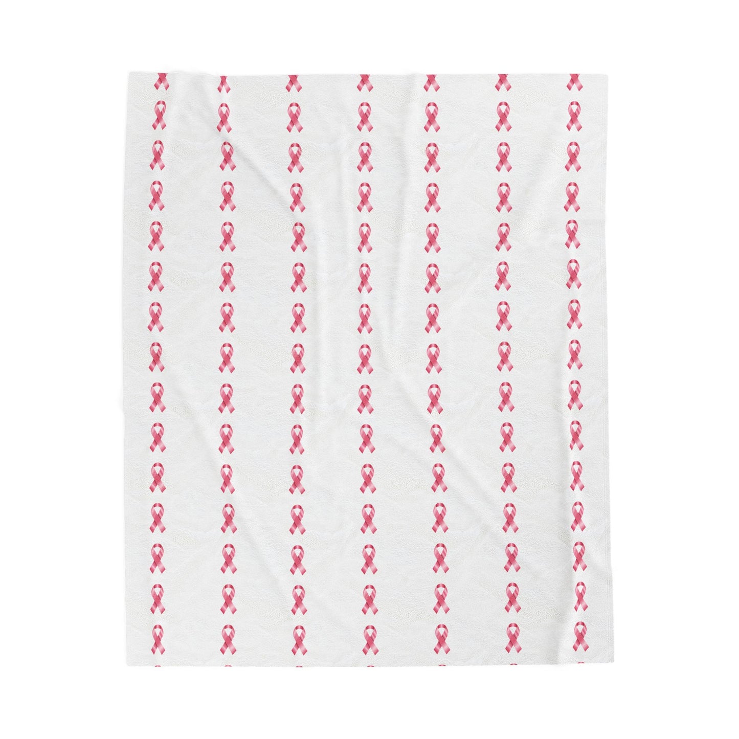 Pink Support/ Awareness Ribbon Velveteen Plush Blanket | Cozy Throw for Support & Comfort (White Background)