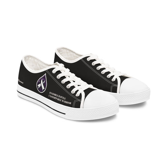 Inspirational Women's Low Top Sneakers - Unstoppable Warrior Design (Black)