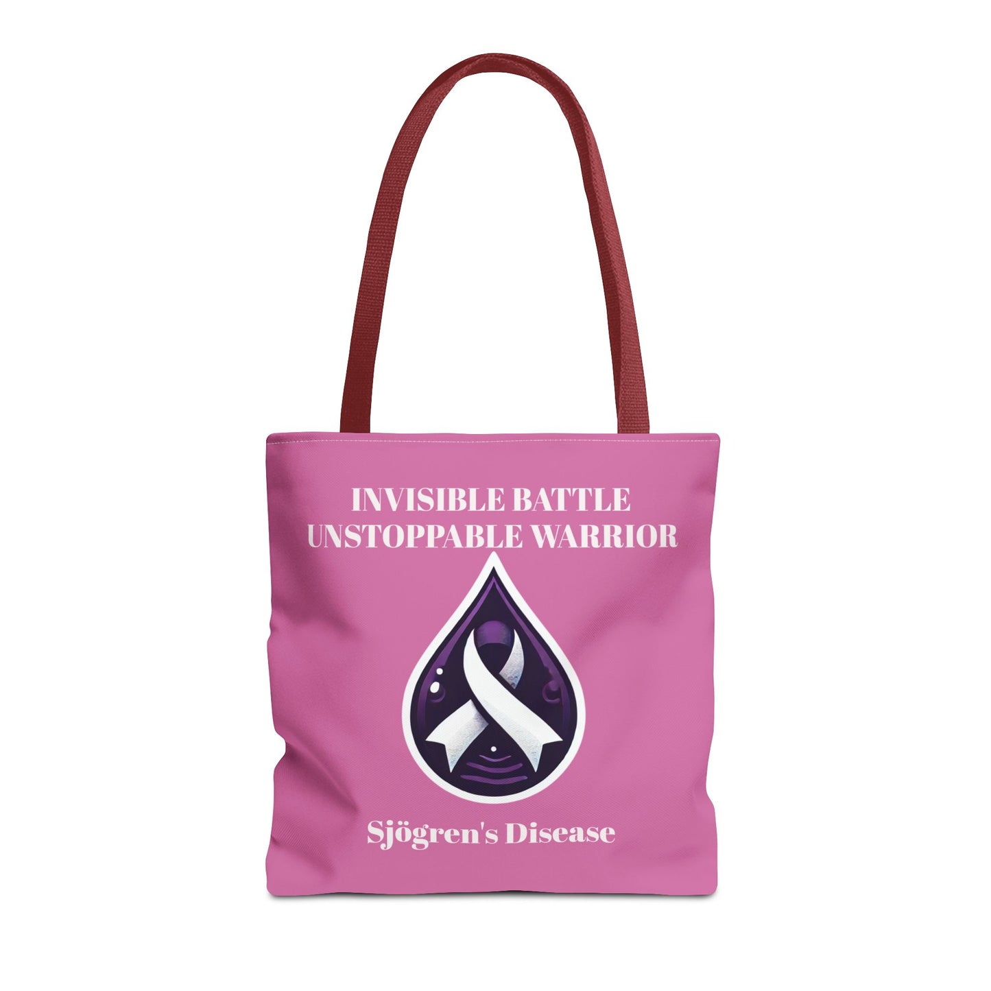 Invisible Battle Unstoppable Warrior Tote Bag - Sjögren's Disease Awareness (Light Pink)