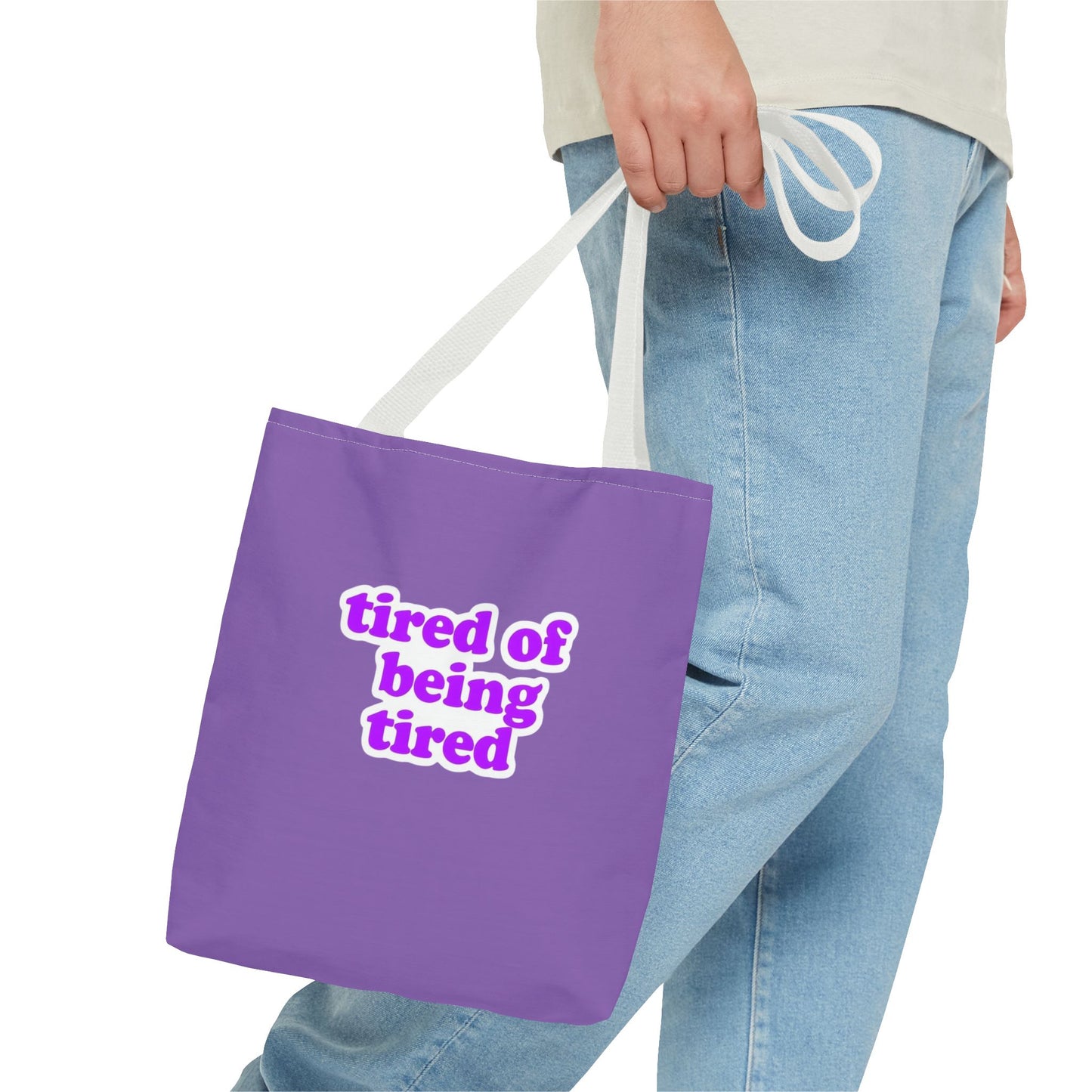 Autoimmune Disease Awareness Tote Bag - "tired of being tired" (Purple)
