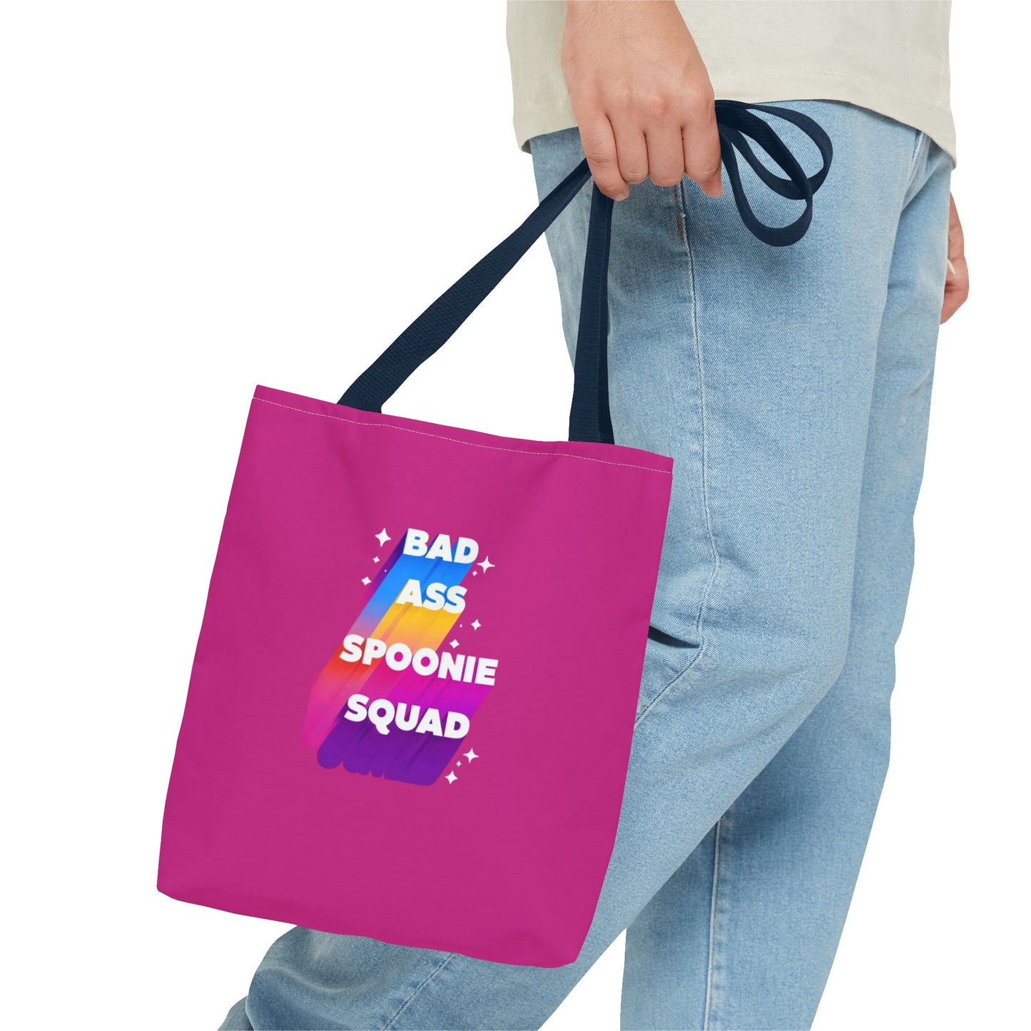 Autoimmune Disease Awareness Tote Bag - "Big Ass Spoonie Squad" (Pink)