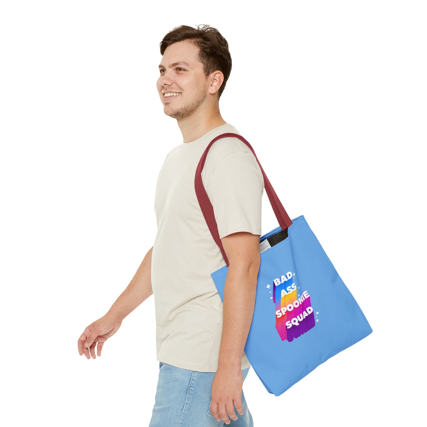 Autoimmune Disease Awareness Tote Bag - "Big Ass Spoonie Squad" (Light Blue)